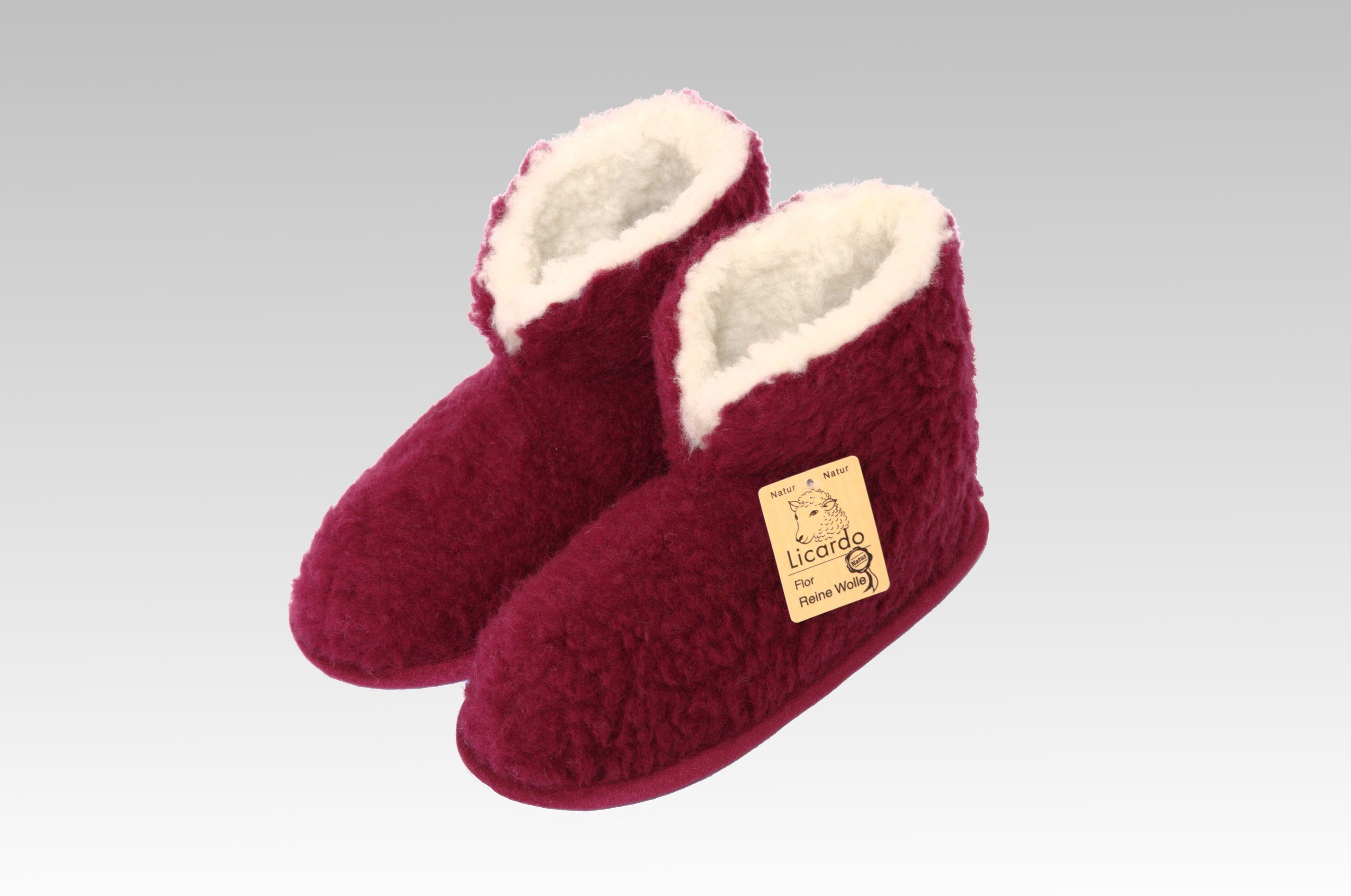 Licardo Домашняя обувь Heimschuh HS 18 Wolle bordeaux Hausschuh (1 Paar, 0-tlg) für warme Füße