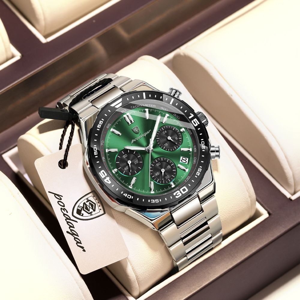 POEDAGAR Quarzuhr Poedagar Chronograph Uhr – Edelstahlgehäuse, Kalender, 4 Farben 697 – Bild 2 von 5