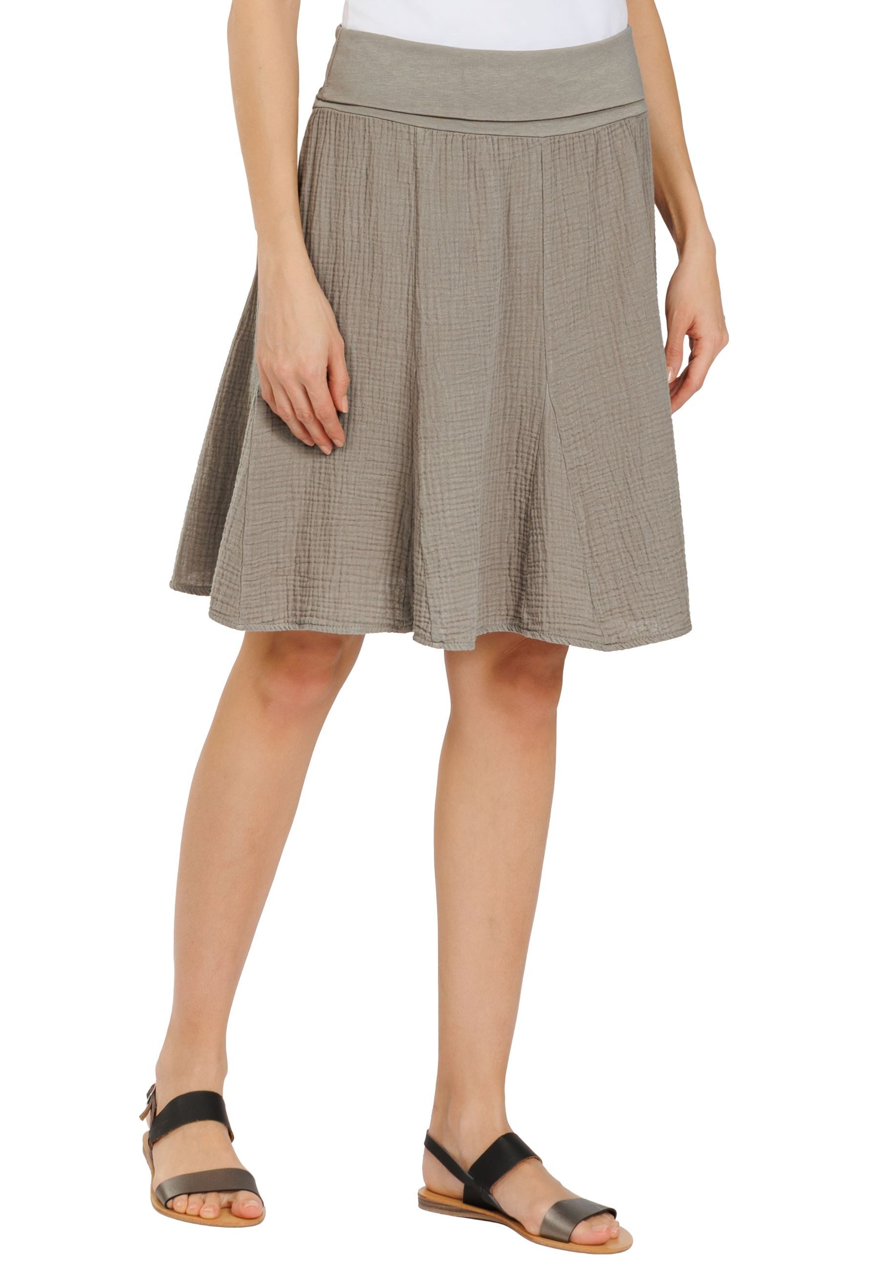 Faltenrock Damen Musselin Midi Rock knielang 100% Baumwolle Made in Italy - Ro037