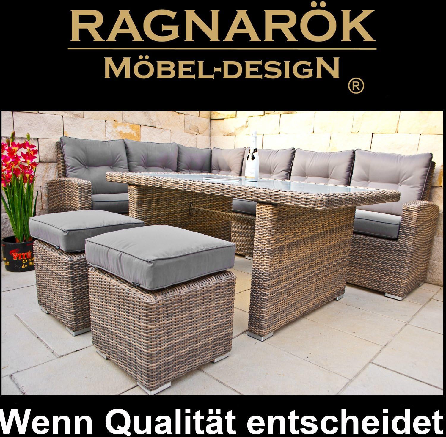 Ragnarök Möbel-Design Gartenlounge-Set Dining Lounge Wieland L, (Set, Eckso günstig online kaufen
