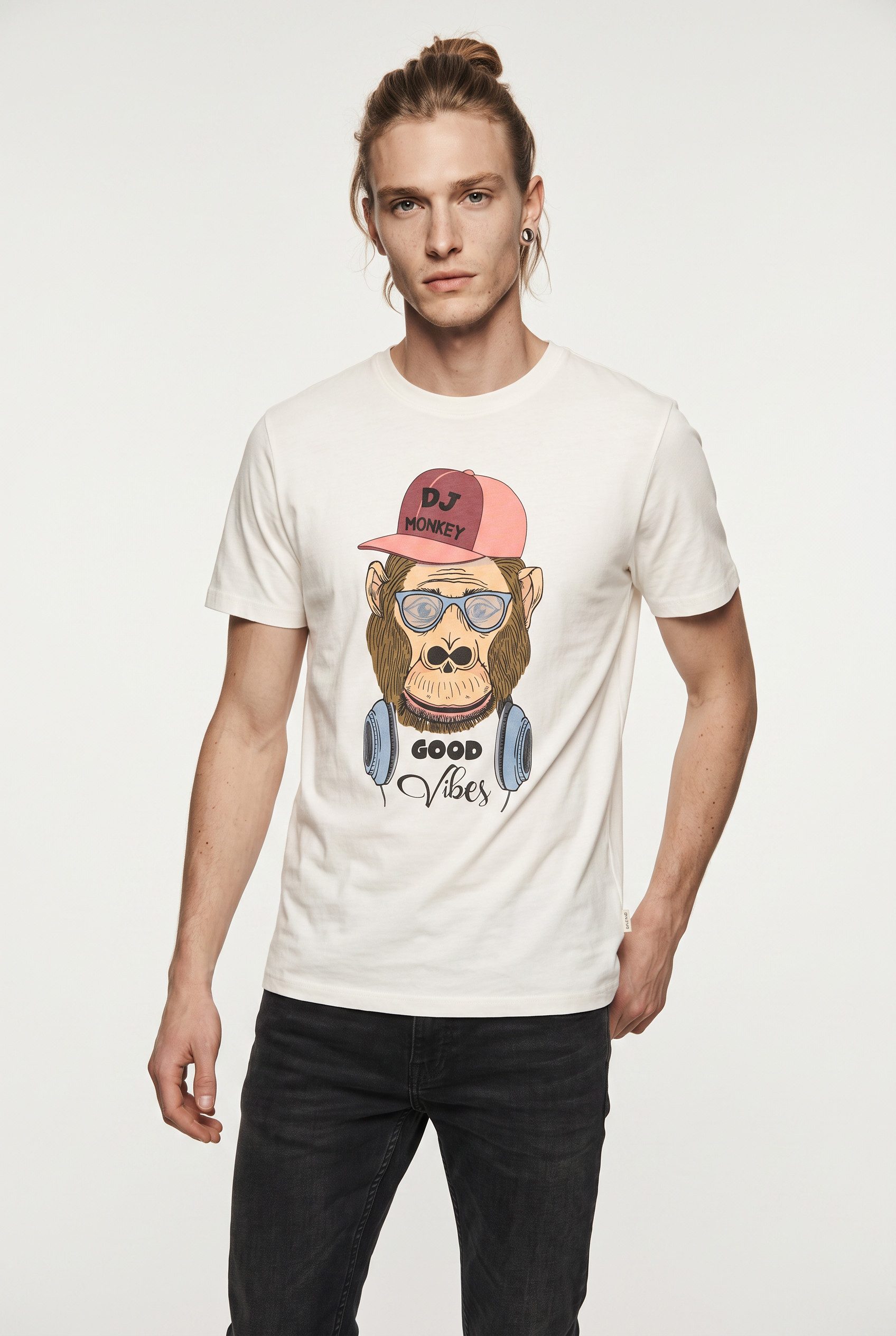 Blend T-Shirt BHKURT FUNNY GRAPHIC S/S TEE mit normaler Länge, ohne Verschluss, aus Baumwolle und Single Jersey