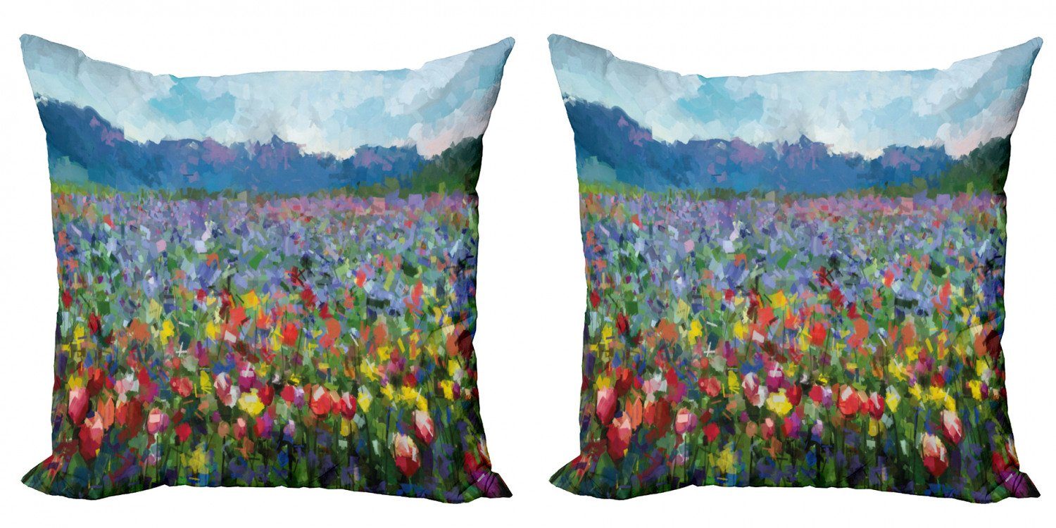 Kissenbezüge Modern Accent Doppelseitiger Digitaldruck, Abakuhaus (2 Stück), Kunst Landwirtschaftliche Landschaft Tulip | Kissenbezüge
