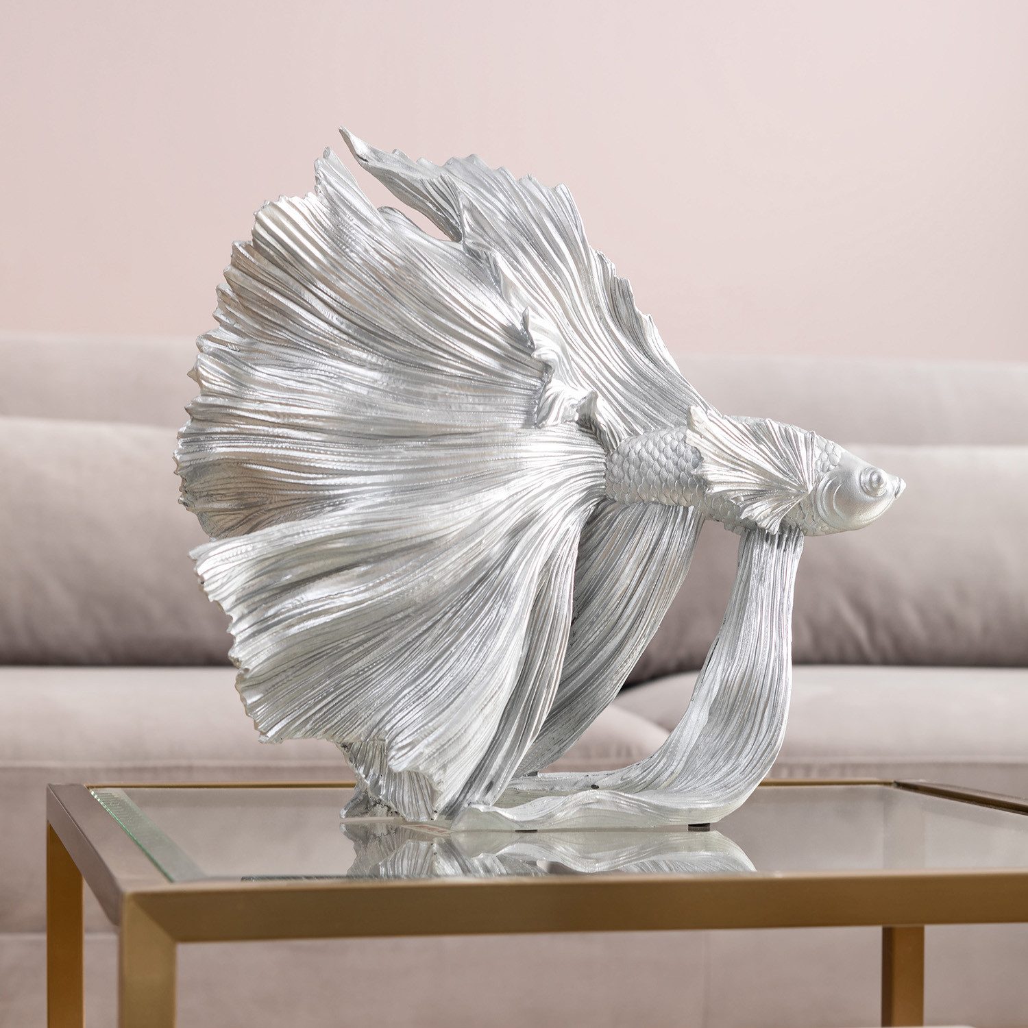 Kare Design Dekofigur Betta Fish Silber Klein