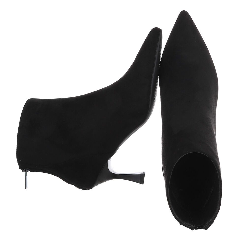 Ital-Design Damen Stiefelette spitz mit Absatz und Reißverschluss High-Heel-Stiefelette (92125675) Pfennig-/Stilettoabsatz Stiefeletten in Schwarz