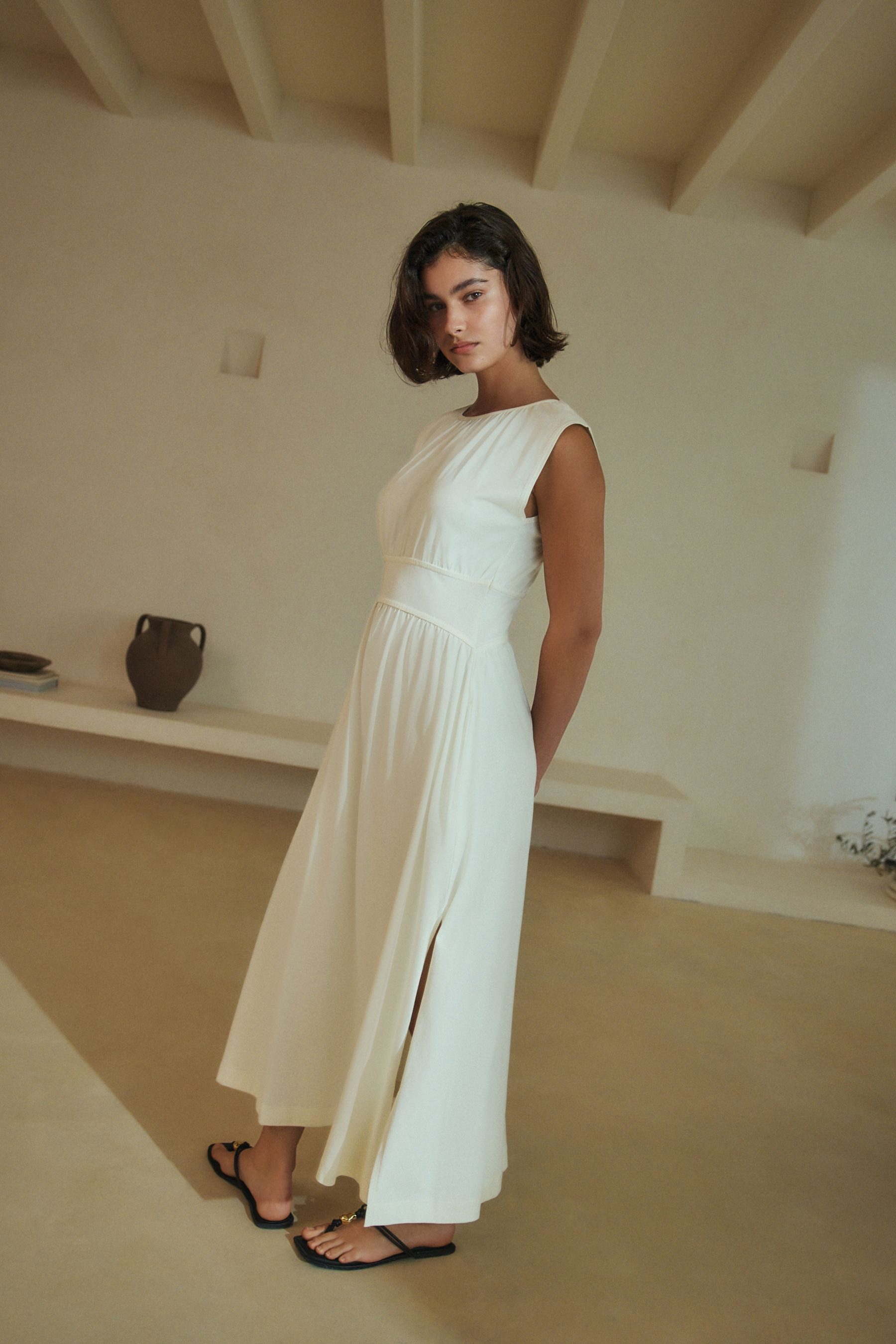 Next Midikleid Sommerliches, tailliertes Jersey-Midikleid (1-tlg)