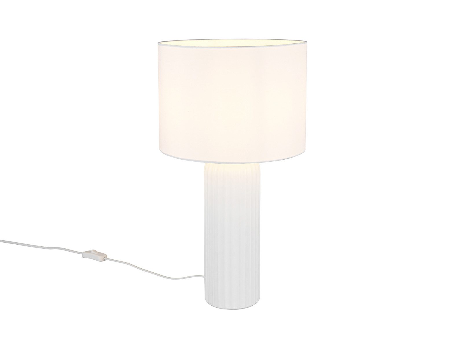 Reality Leuchten LED Nachttischlampe mit Keramikfuß & Stoffschirm, Höhe 51cm, Dimmfunktion, LED wechselbar, Warmweiß, große Designklassiker Tischlampe inkl. dimmbarem Leuchtmittel