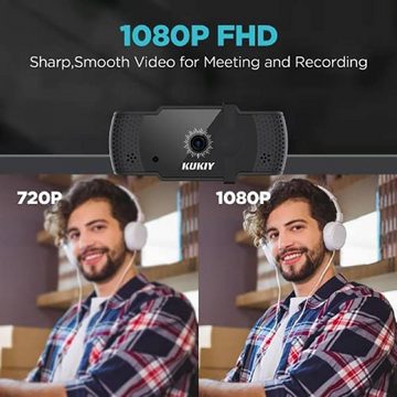 Diyarts Full HD-Webcam (mit Mikrofon, 1080P, Streaming Webcam, für Videokonferenzen, Sichtschutz)