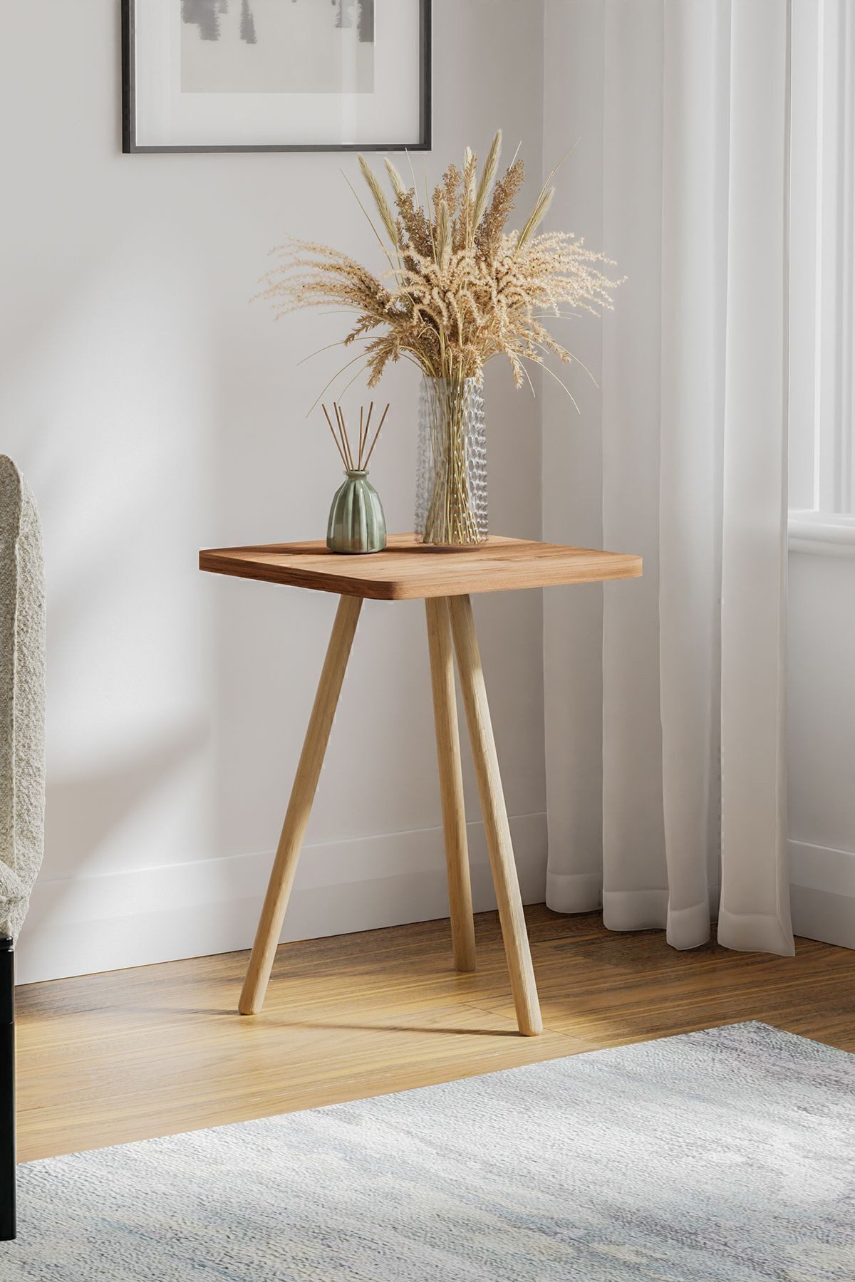 en.casa Beistelltisch (1-St), Holzbeine, 34x34 cm, 45 cm hoch, Farbe: Atlan günstig online kaufen