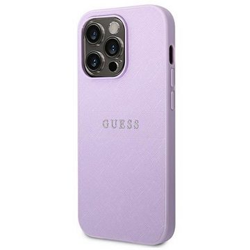 Guess Handyhülle Guess Saffiano Strap Collection Apple iPhone 14 Pro Max Hard Case Cover Schutzhülle Lila