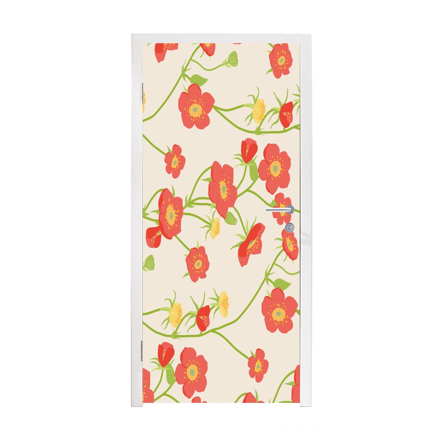 MuchoWow Türtapete Blume - Feldblumen Muster, St), cm (1 Türaufkleber, Matt, bedruckt, Tür, für 75x205 - Fototapete