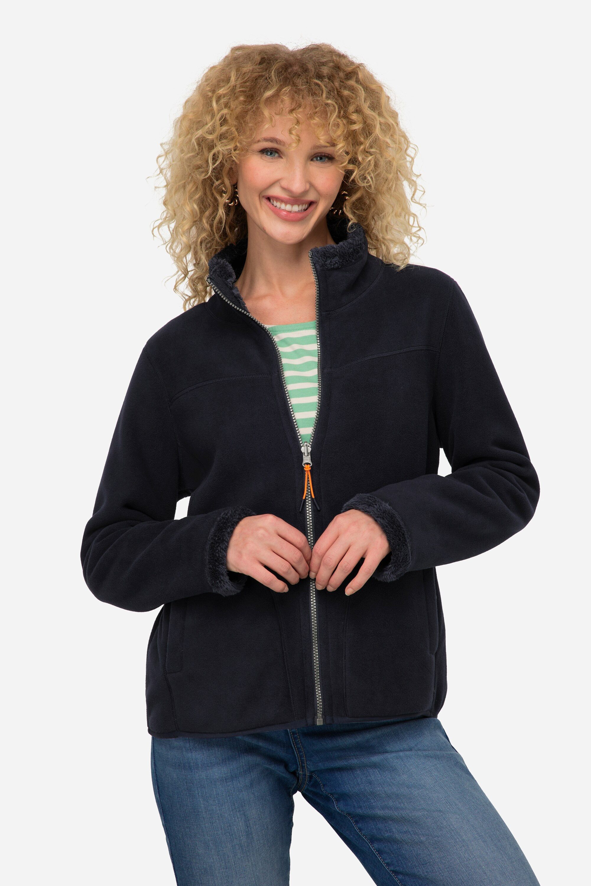 Laurasøn Sweatjacke Wende-Jacke Fleece- und Teddy-Seite Stehkragen günstig online kaufen