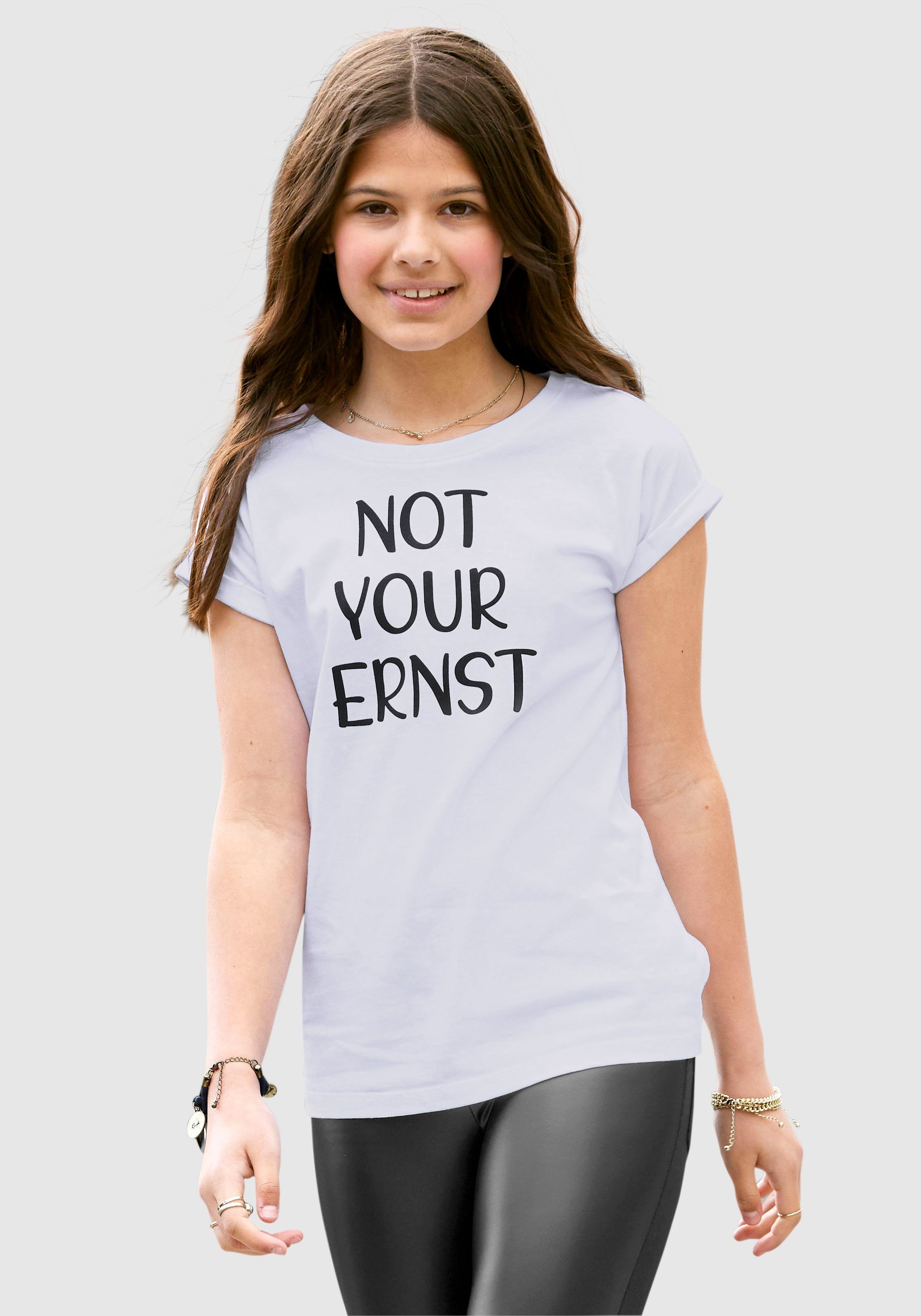 KIDSWORLD T-Shirt NOT YOUR Ärmelaufschlag mit ERNST Form legere kleinem