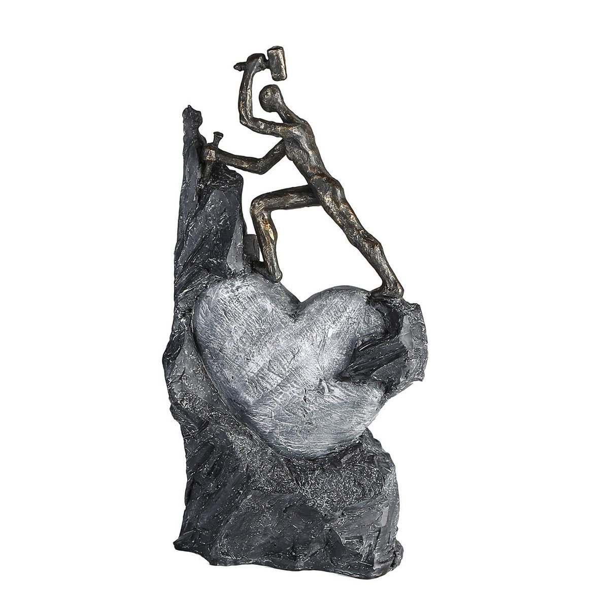 Casablanca by Gilde Dekofigur Skulptur Heart, bronzefarben/grau (1 St),  Dekoobjekt, Höhe 37 cm, Motiv Herz, mit Spruchanhänger, Wohnzimmer,  Perfektes Geschenk für Freunde und Familie
