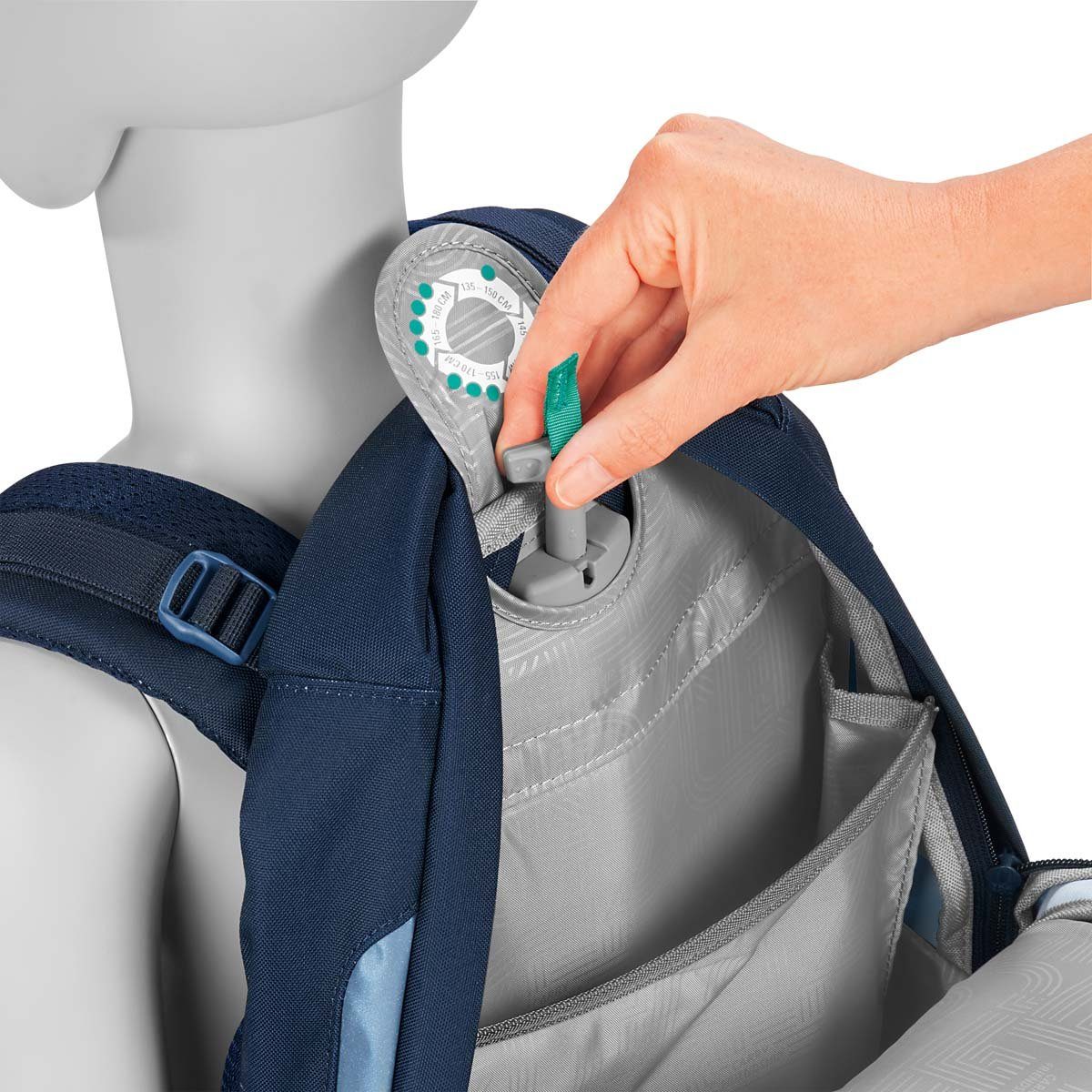 coocazoo Schulranzen Schulrucksack-Set MATE Geometric Sky 2-teilig (Rucksack, Mäppchen), ergonomisch, reflektiert, Körpergröße: 135 - 180 cm