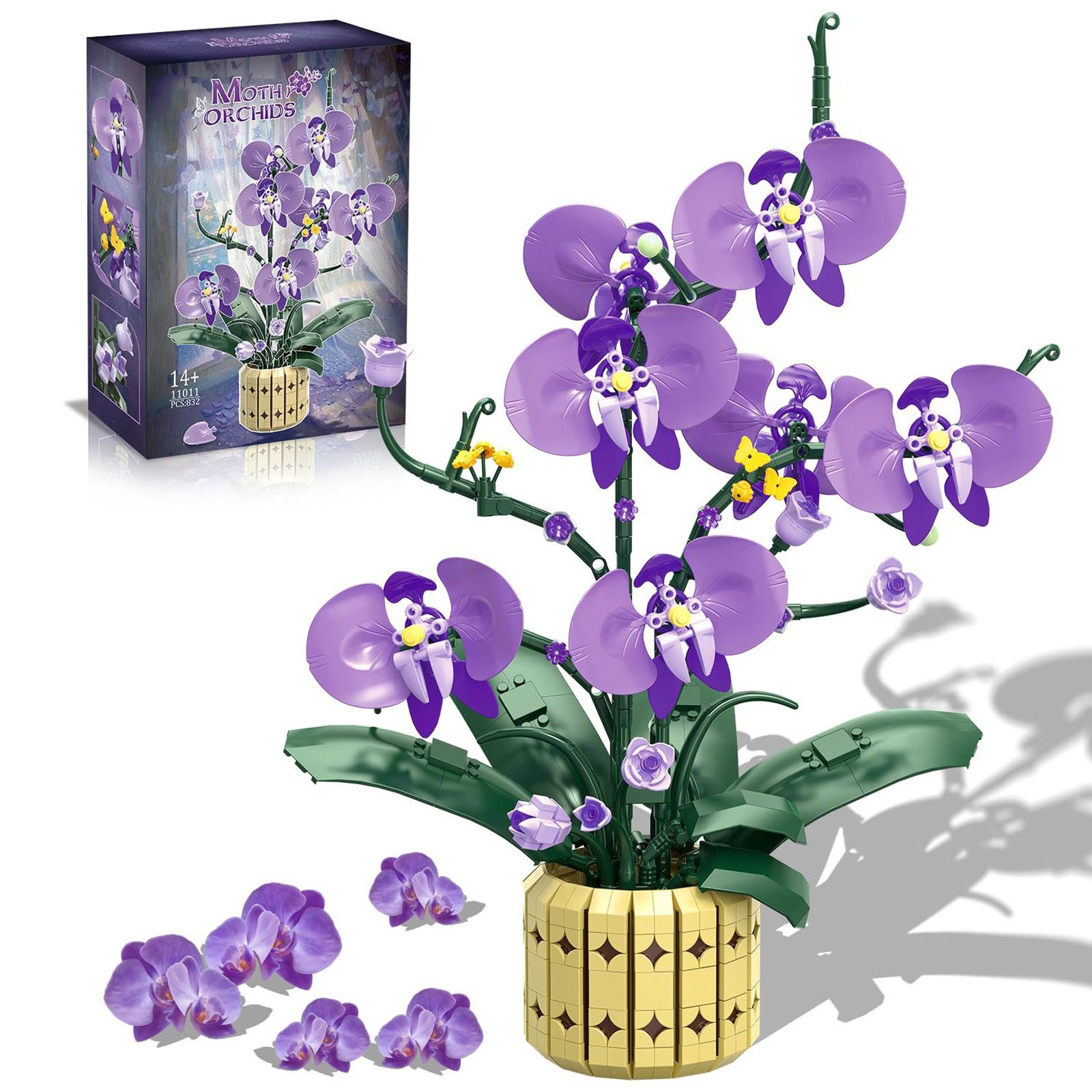 Bundviel Purple Orchid Flower Baustein-Spielbausteine Bauset Spielbausteine, (832 St)
