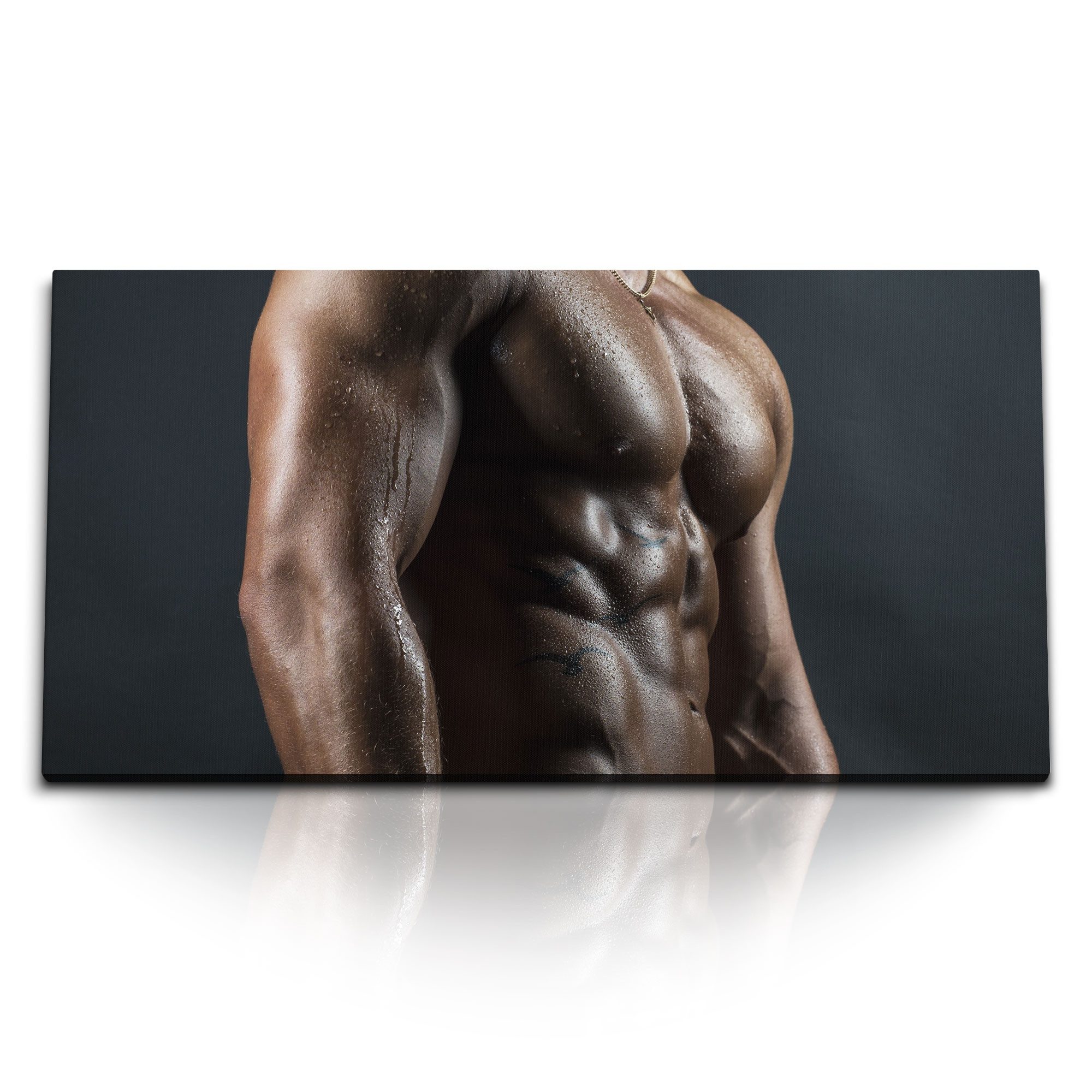 Leinwandbild Kunstdruck Bilder 120x60cm Bodybuilder Sexy Sixpack Männerkörper Muske