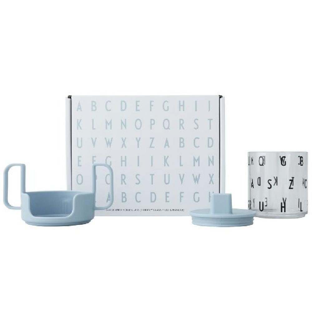 Design Letters Kindergeschirr-Set Geschenk-Set Grow with your cup Tritan Hellblau (3-teilig)
