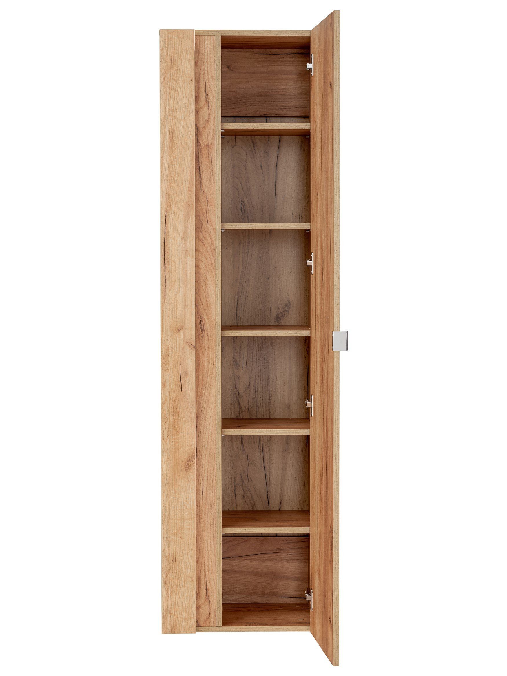 Fun Möbel Badmöbel-Set 6-tlg Badezimmerset PERUGIA Gold Eich inkl. Waschbecken, (Set, 6-St., 2 x Unterschrank, Waschbecken, Hängeschrank, 2 x LED-Spiegelschrank), Schubladen und Türen mit Soft-Close-System, Spiegelschrank inkl. LED