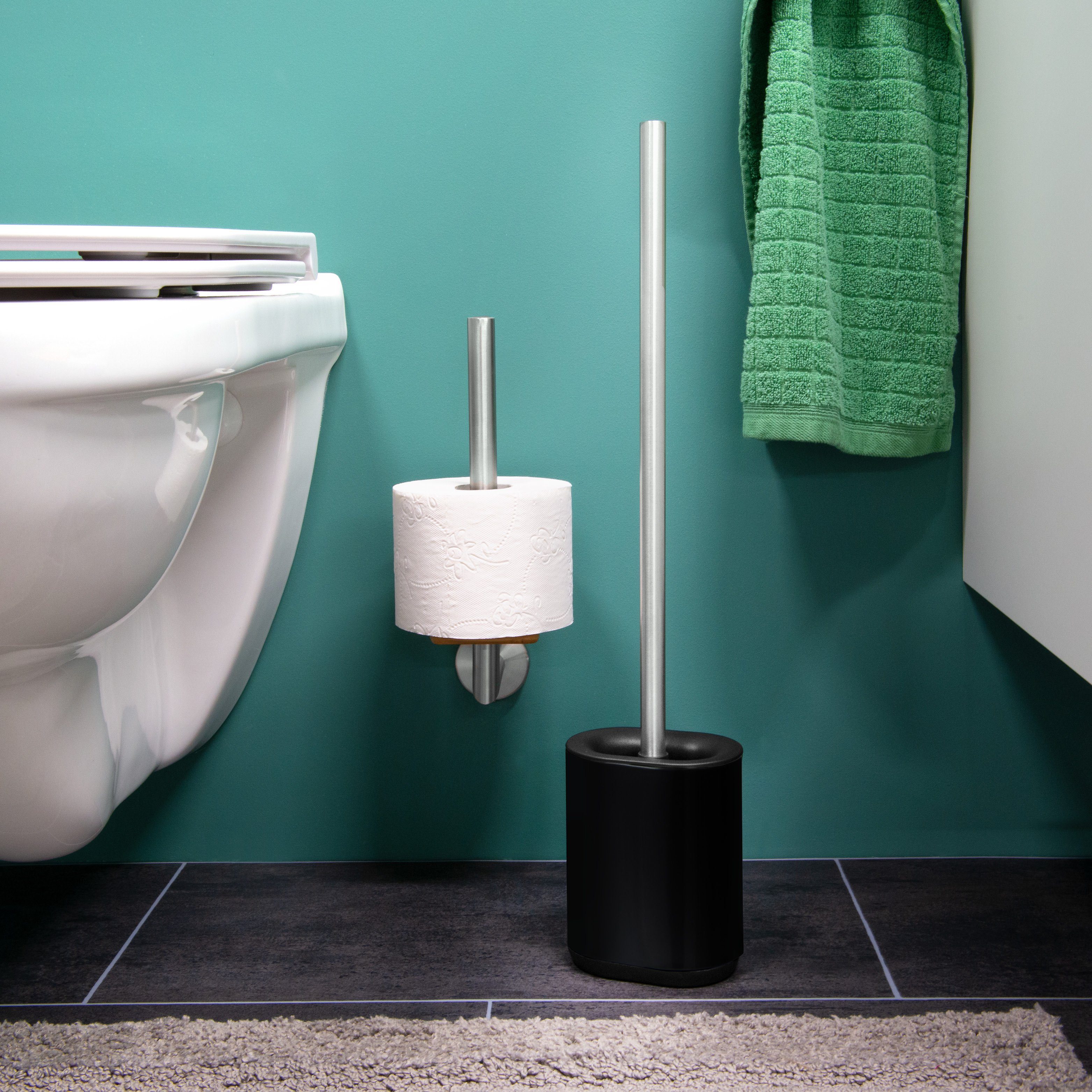 bremermann WC-Reinigungsbürste bremermann WC-Garnitur BARBENA, BARBENA, 3in1 Badserie Bürste, schwarz, flexibler mit Set) (kein