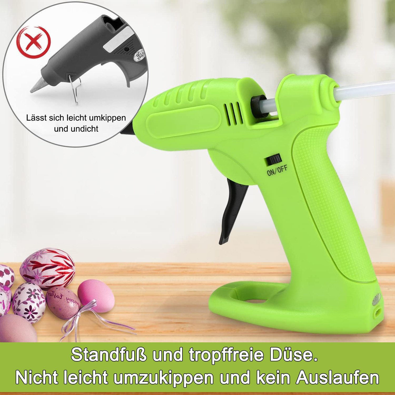 Thumbnail - OKWISH Heißklebepistole Akku Klebepistole Heissklebepistole Klebepistolen 30 Heißklebesticks, (mit 30 Transparente Klebe...