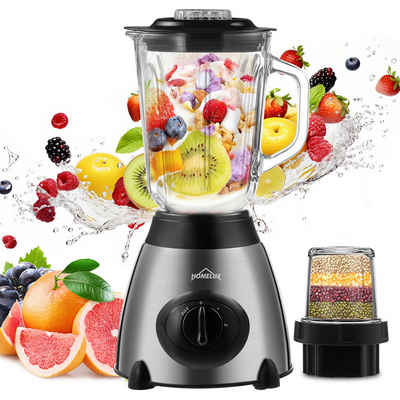 HOMELUX Standmixer 1,5L Glas Mixer 3 in 1 Smoothie Maker Universal Blender, 350,00 W, 5 Geschwindigkeit+ Impulsfunktion, Ice-Crush-Funktion und Grinder