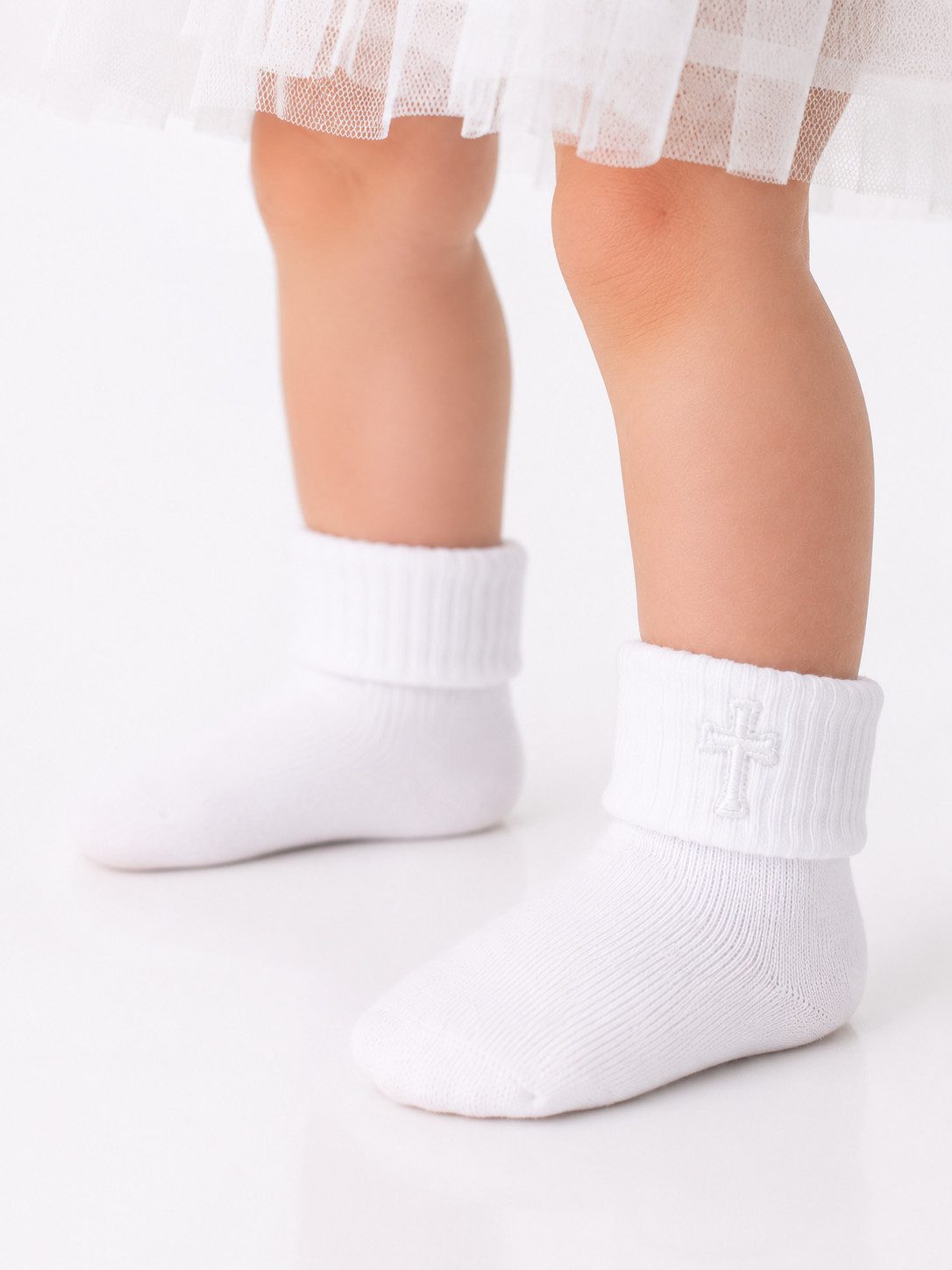 La Bortini Socken Baby Socken für Taufe in Weiß Erstlingssocken (1 Paar, unisex, neutral, für Jungen und Mädchen, festlich)