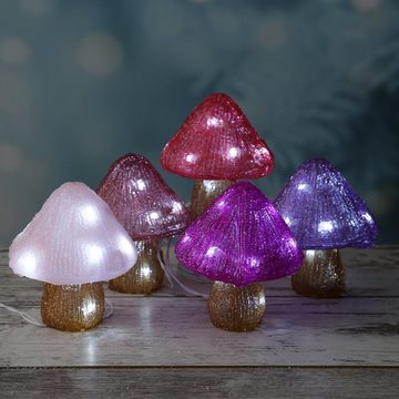 MARELIDA LED Dekoobjekt LED Pilze Acrylfigur 5 Pilze an Lichterkette Gartendekoration H: 15cm, LED Classic, kaltweiss (5300K bis 6000K)