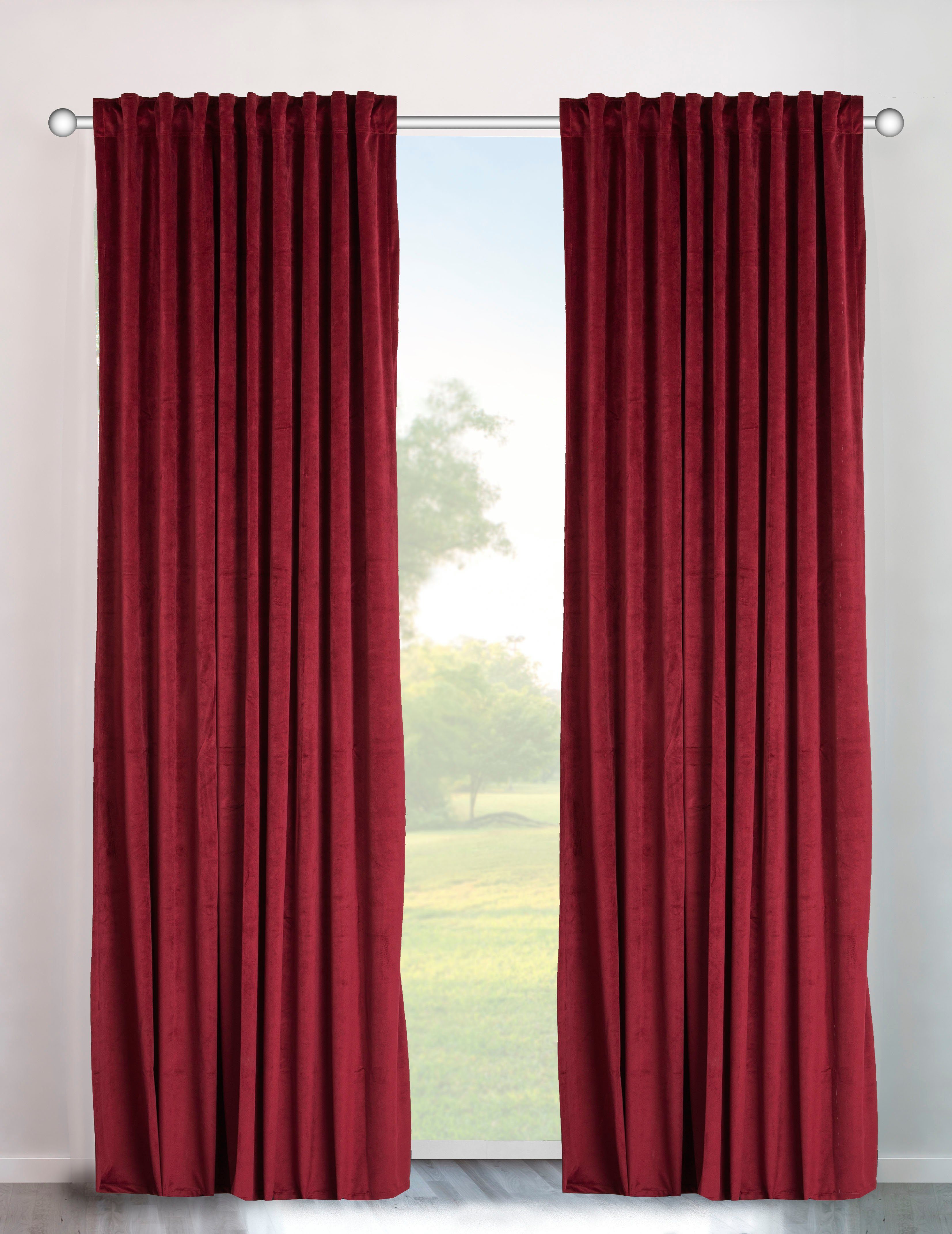 OTTO home Vorhang Velvet uni (2 St), Multifunktionsband, blickdicht, Blickdichter Samt, 2-er Set, edel, Gardine, multifunktional