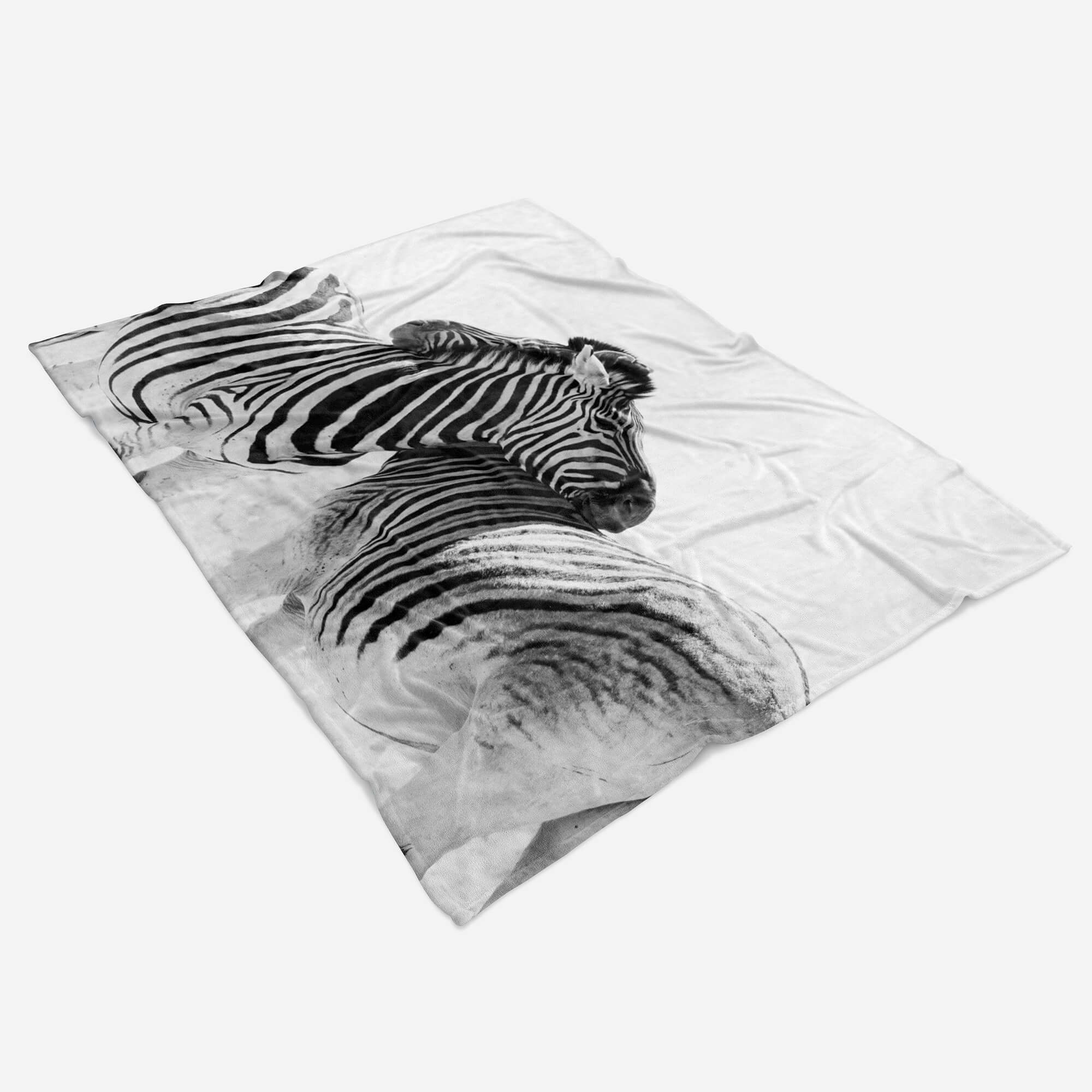 Sinus Art Handtücher Handtuch Strandhandtuch Handtuch mit Zebras Schwarz Baumwolle-Polyester-Mix Kuscheldecke Tiermotiv (1-St), Wei, Saunatuch