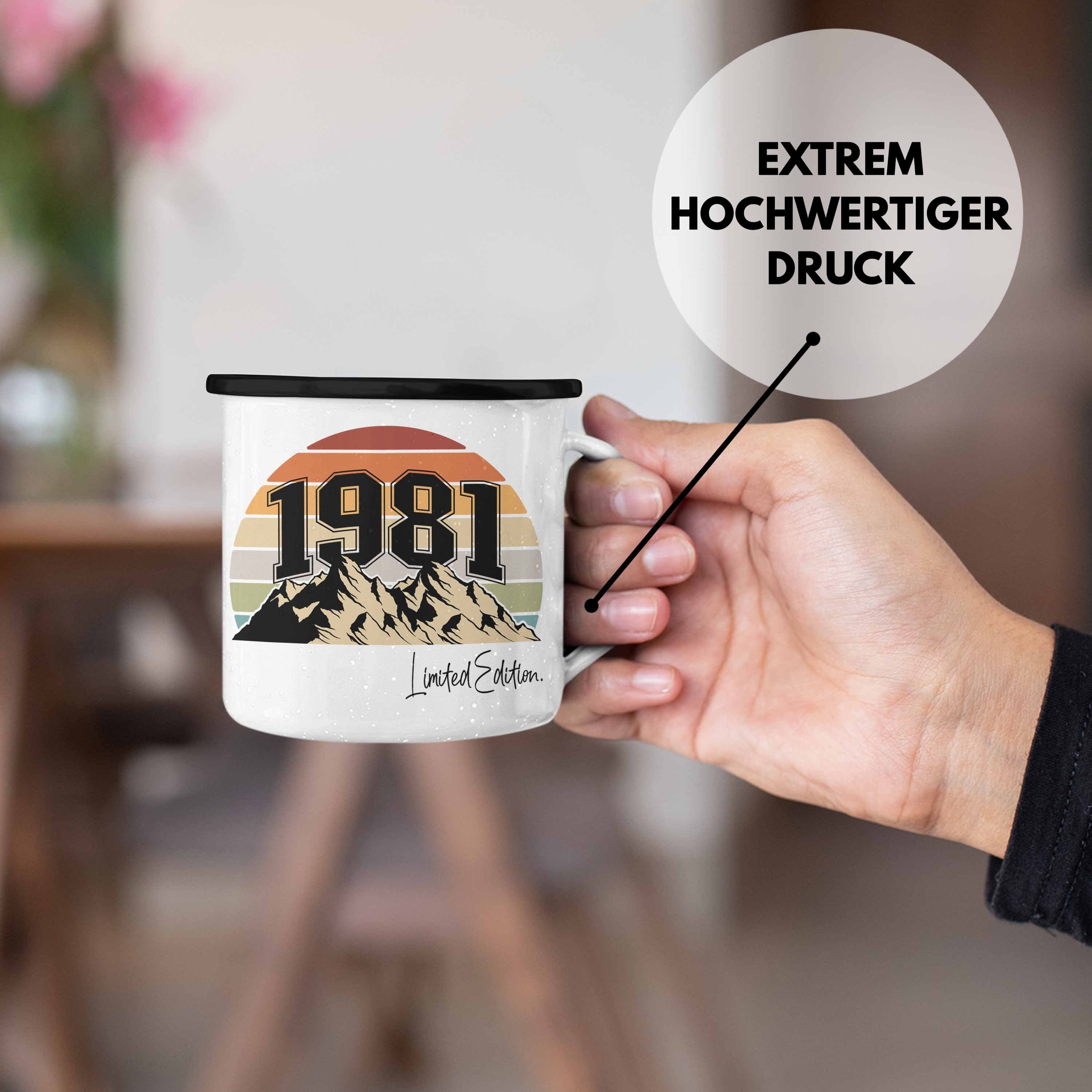 Geschenkidee Mann Männer 40. Emaille - Geburtstag Frauen 40 Thermotasse Geschenk Mutter Lustig Trendation Trendation Schwarz Tasse 40er Frau Vater Geschenke