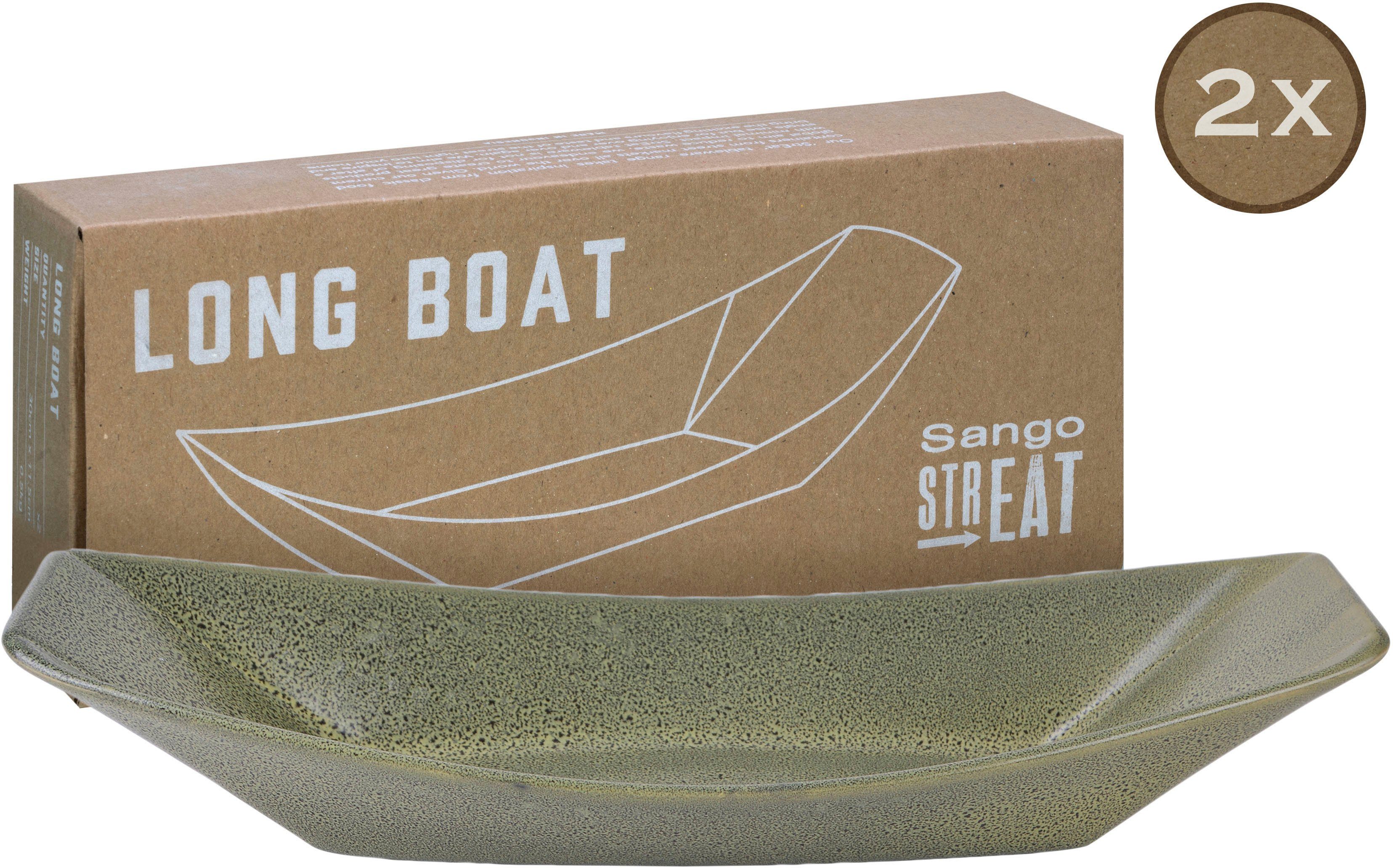 CreaTable Servierschale Boat, Steinzeug, (Set, 2-tlg), Snackschale, Topaktueller „Streat Food“ Trend