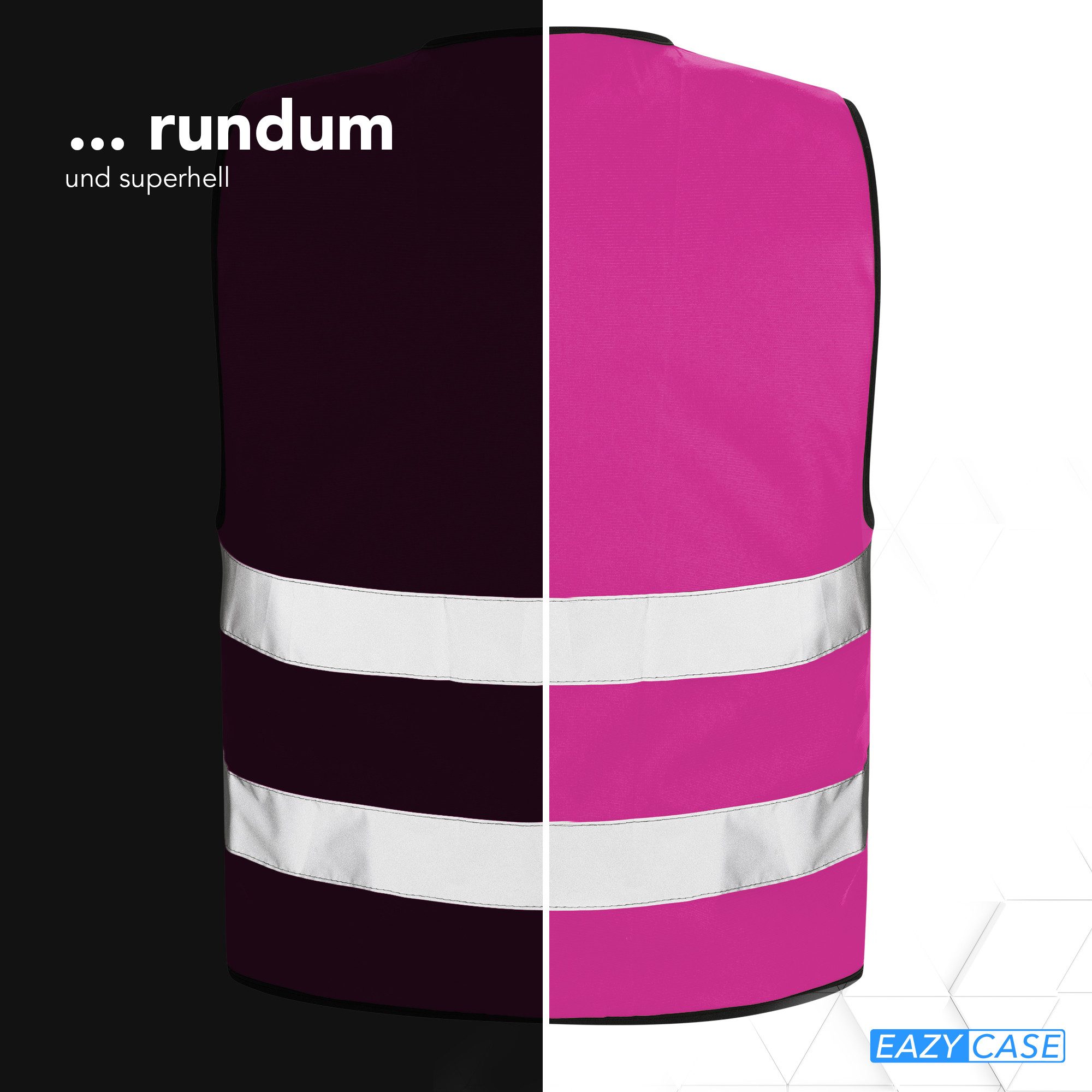 EAZY CASE Warnweste Kinder Warnweste Reißverschluss Reflektor Weste, Sicherheitsweste für Kinder Warnweste, Größe XS Pink