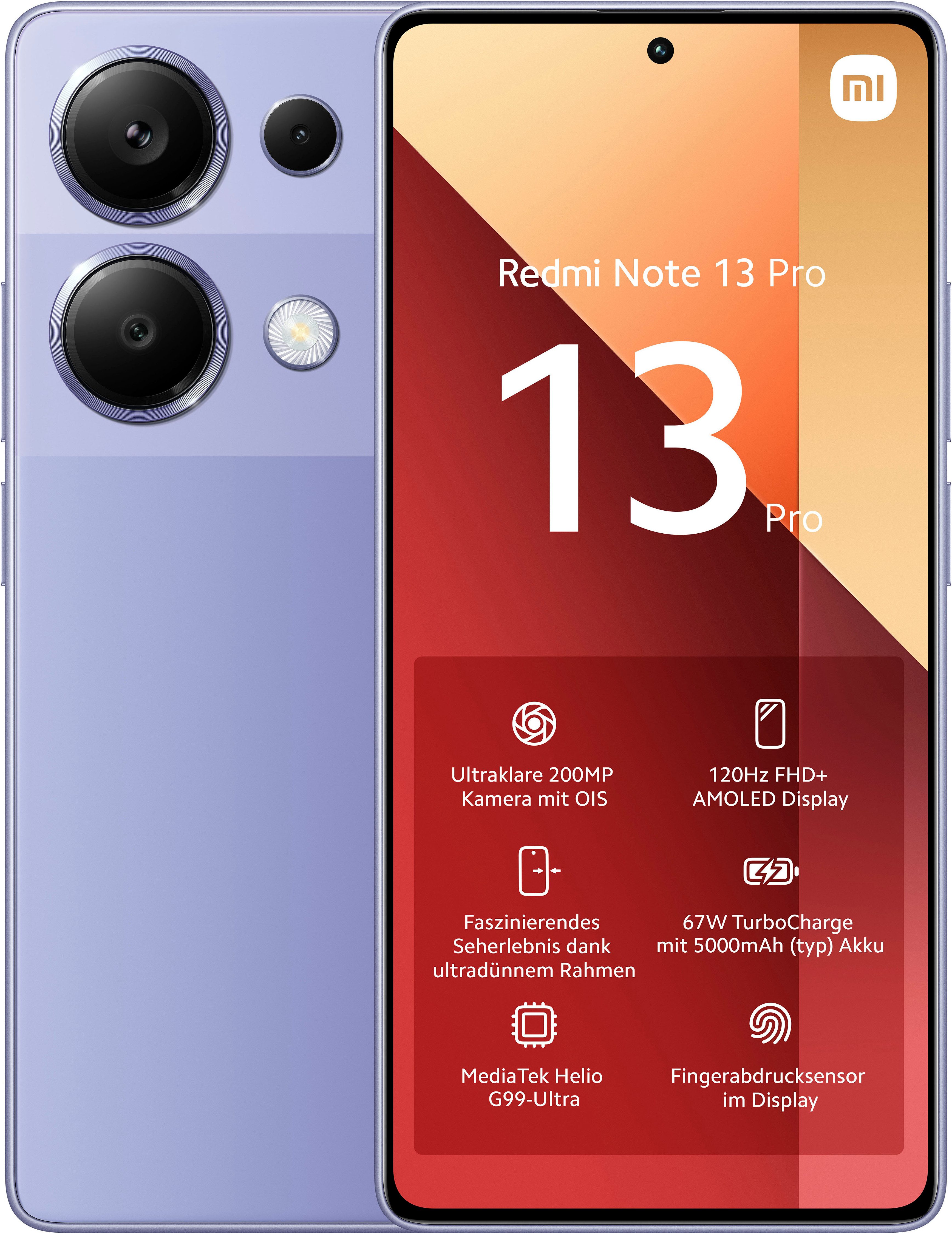 Xiaomi Redmi Note 13 Pro 8+256GB Smartphone (16,94 cm/6,67 Zoll, 256 GB Speicherplatz, 200 MP Kamera)