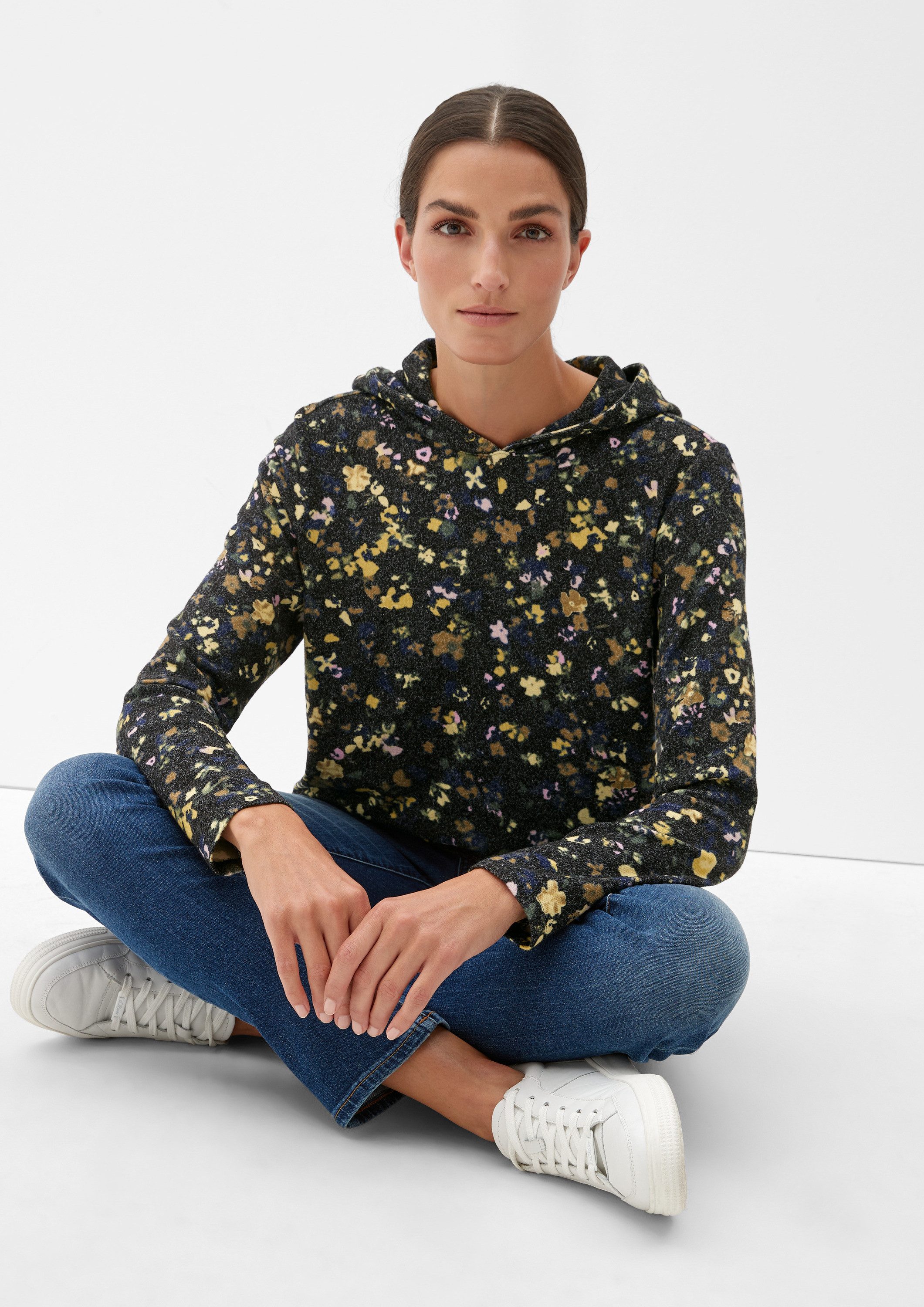 s.Oliver Langarmshirt T-Shirt Jersey-Hoodie aus Viskosemix