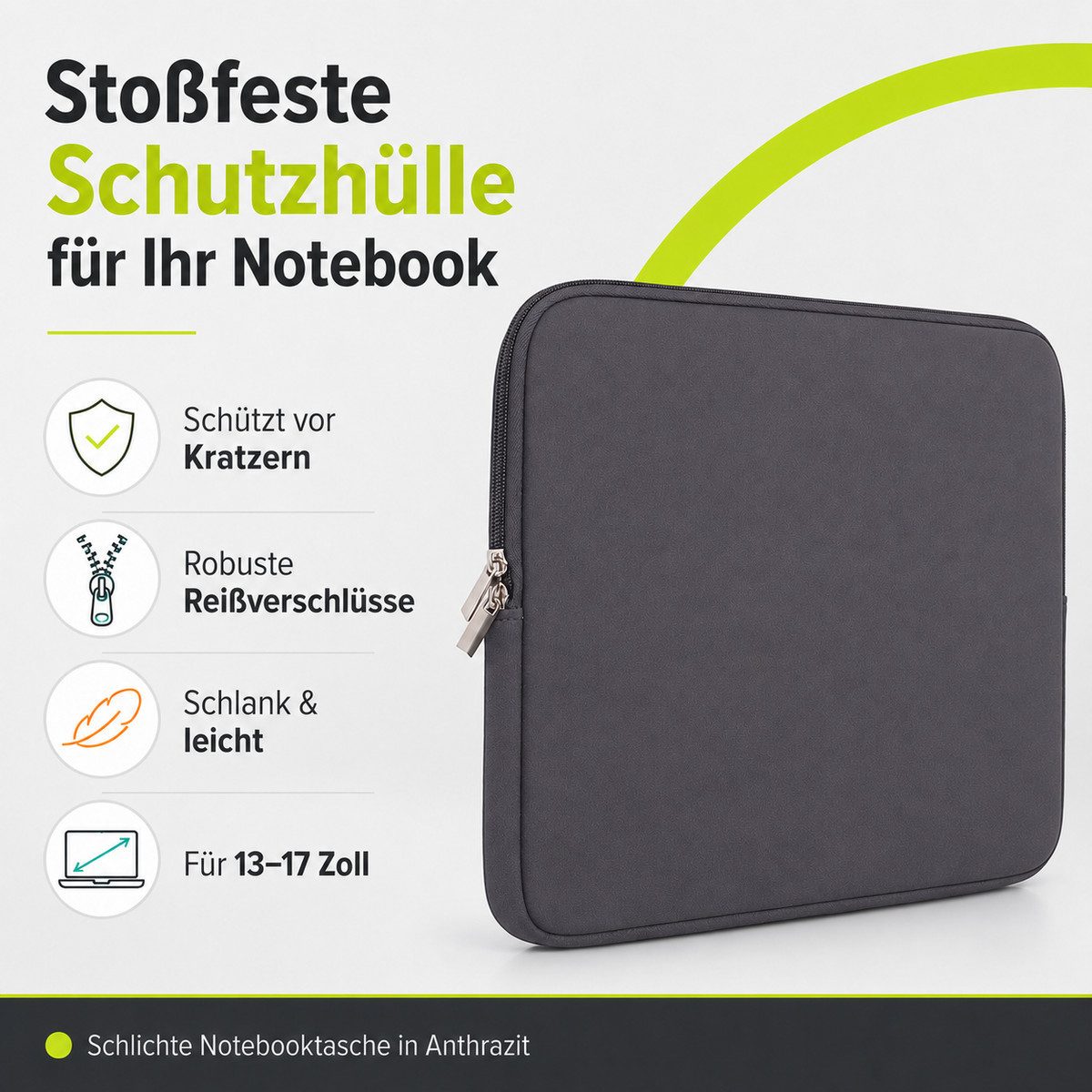 König Design Laptoptasche Universal Notebooktasche 13 Zoll Sleeve Tasche Hülle Laptop Case Cover, weiches Innenfutter zum Schutz vor Kratzern