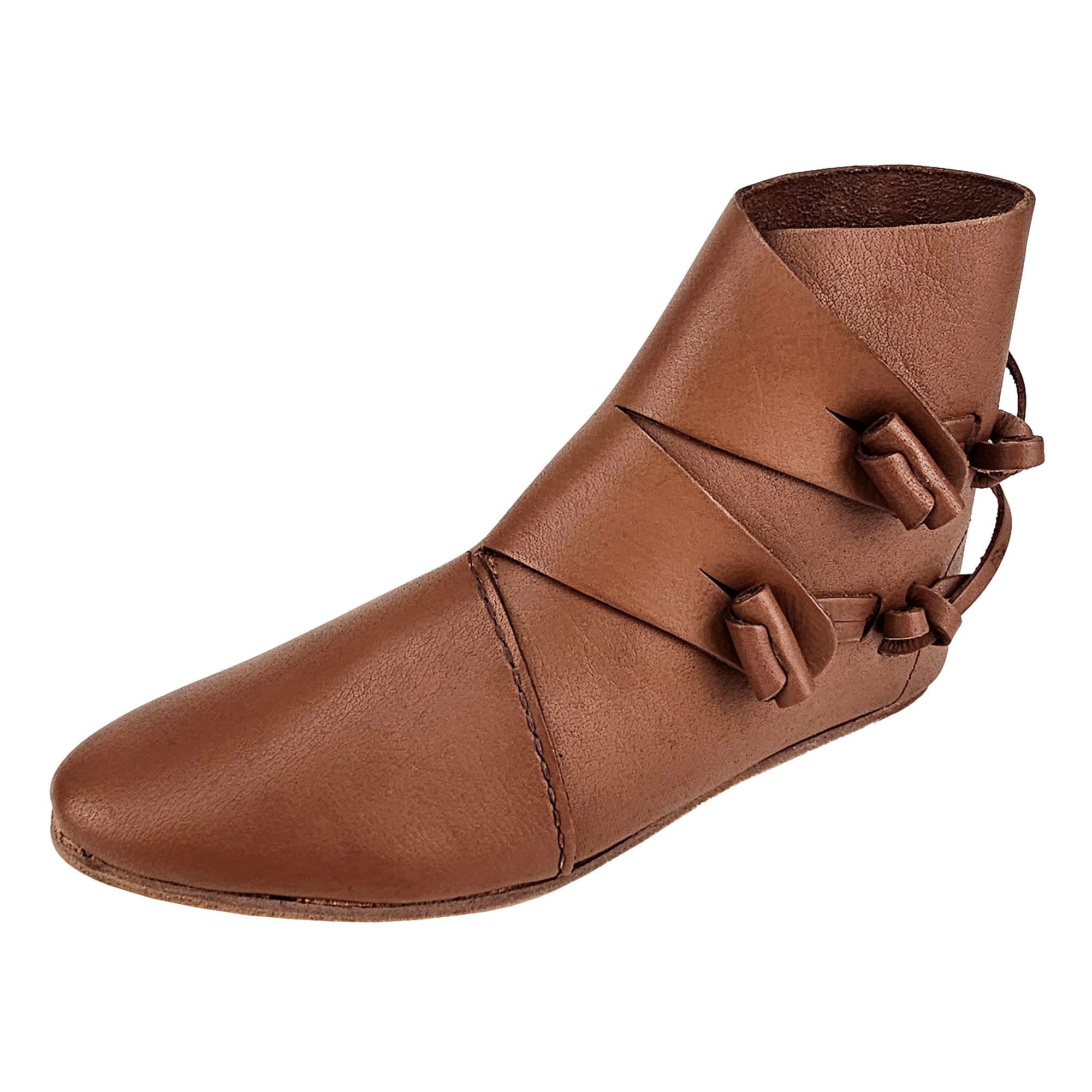 Ritter-Kostüm Wikinger Schuhe Dunkelbraun mit Ledersohle "Jorvik"