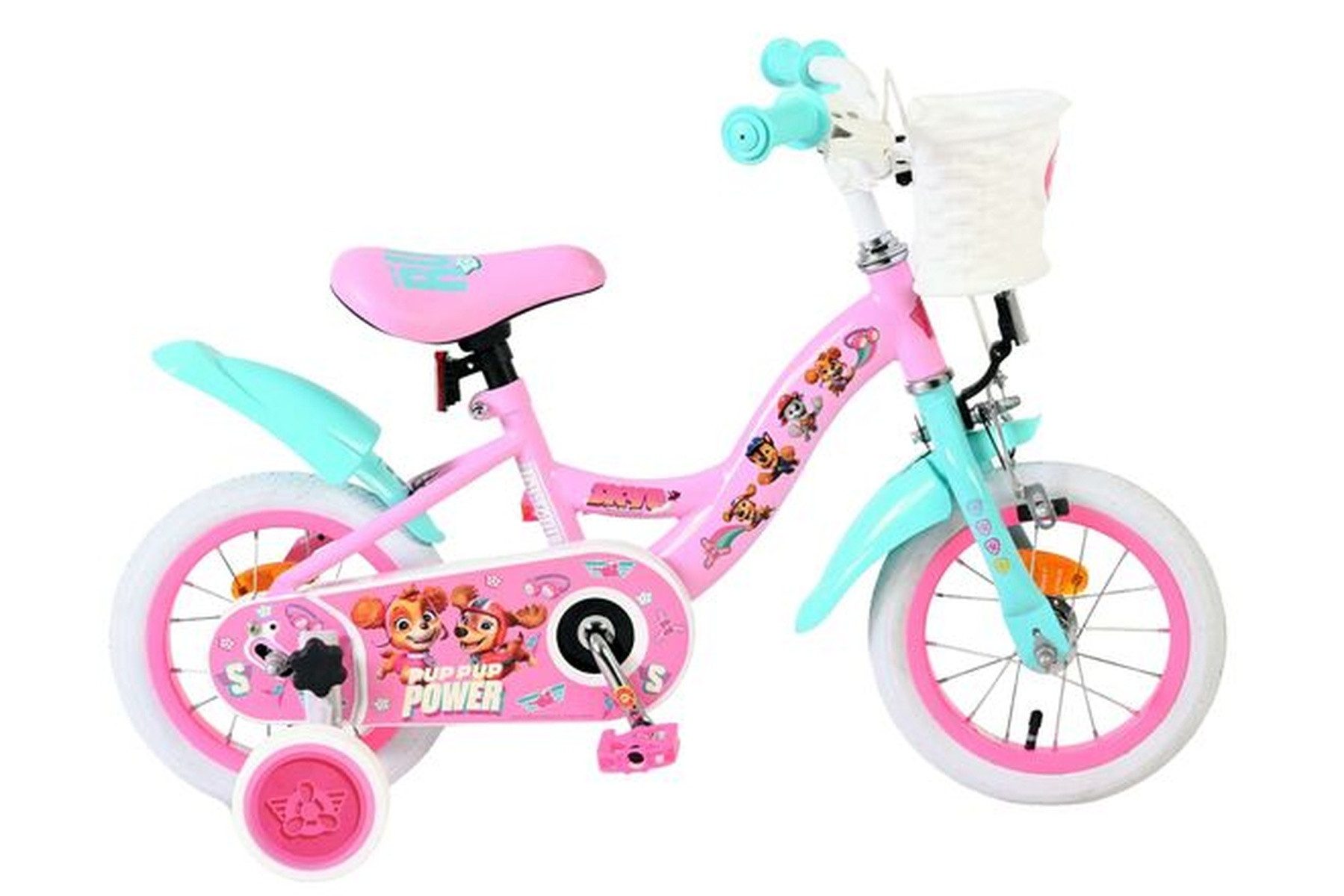 Kinderfahrrad Paw Patrol Mädchen 12 Zoll Rosa - Stützrädern Hand- & Rücktrittbremse