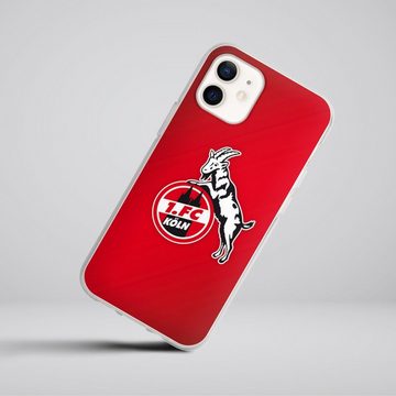 DeinDesign Handyhülle 1. FC Köln Offizielles Lizenzprodukt EffZeh 1. FC Köln rot, Apple iPhone 12 Silikon Hülle Bumper Case Handy Schutzhülle