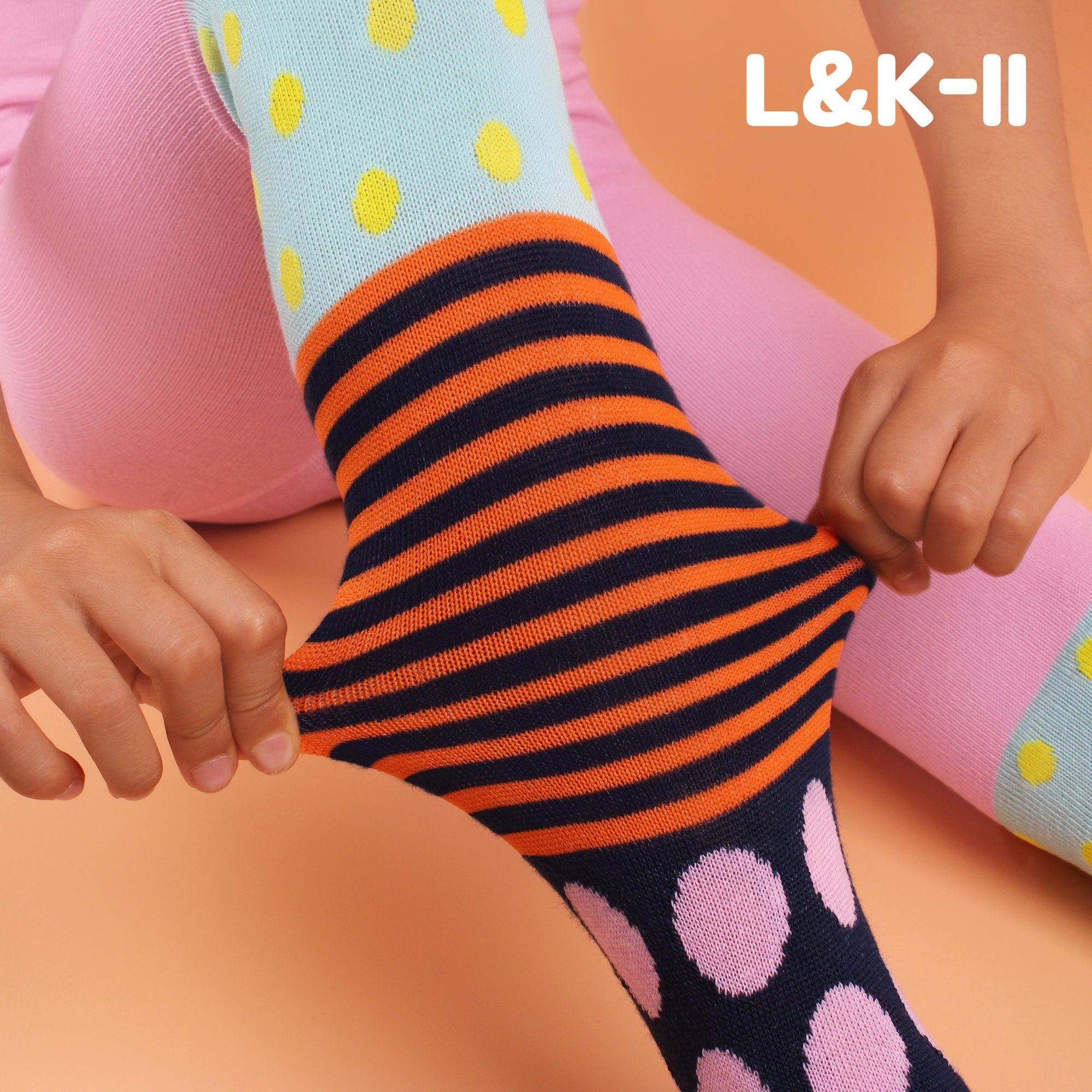 L&K-II 2728 Strickstrumpfhose mit Farben aus Baumwolle und hübschen (6er-Packung) Muster