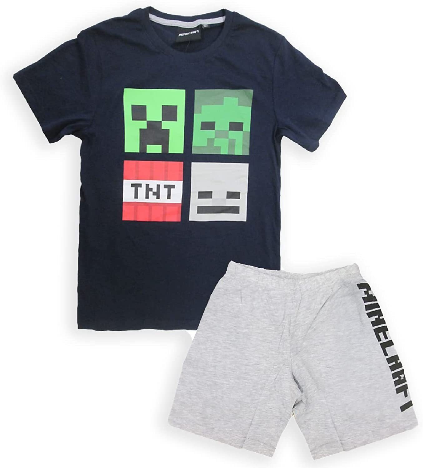 Pyjama MINECRAFT Shorty Pyjama Jungen + Mädchen kurzer Schlafanzug