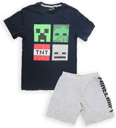 Minecraft Pyjama MINECRAFT Shorty Pyjama Jungen + Mädchen kurzer Schlafanzug