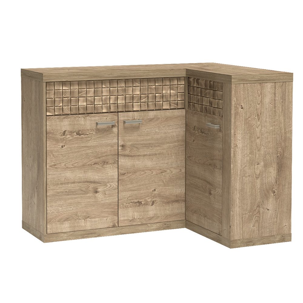 Lomadox Kommode NUSCO-161, Eiche Nb., Eckanrichte, Kommode, Anrichte, 3 Türen