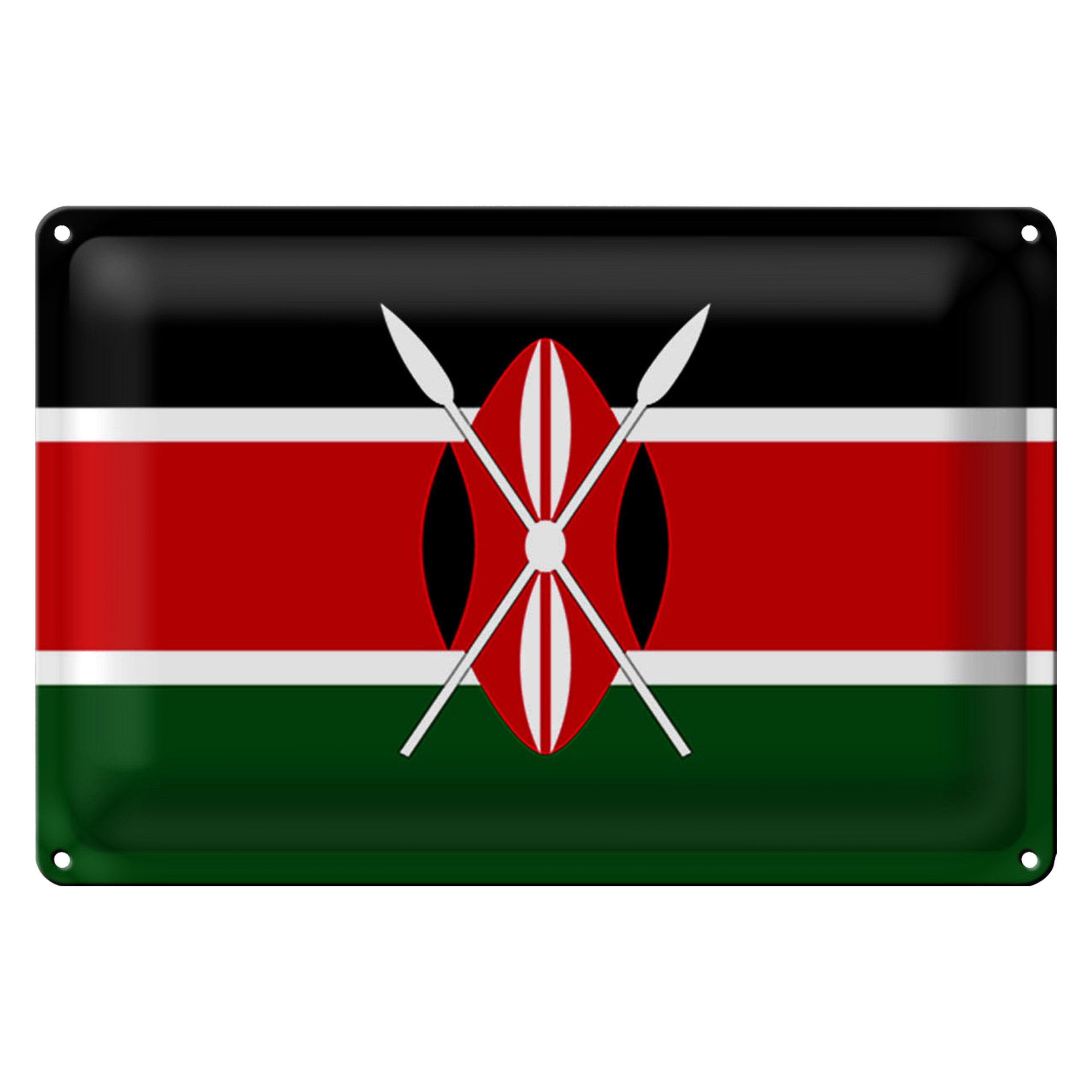 Roomando Metallschild Blechschild Flagge Kenia 30x20cm Flag of Kenya
