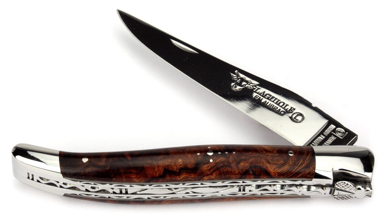 Laguiole en Aubrac Карманные ножи L0712WCIF, Griff 12cm Eisenholz - Doppelplatine - Stahl glänzend