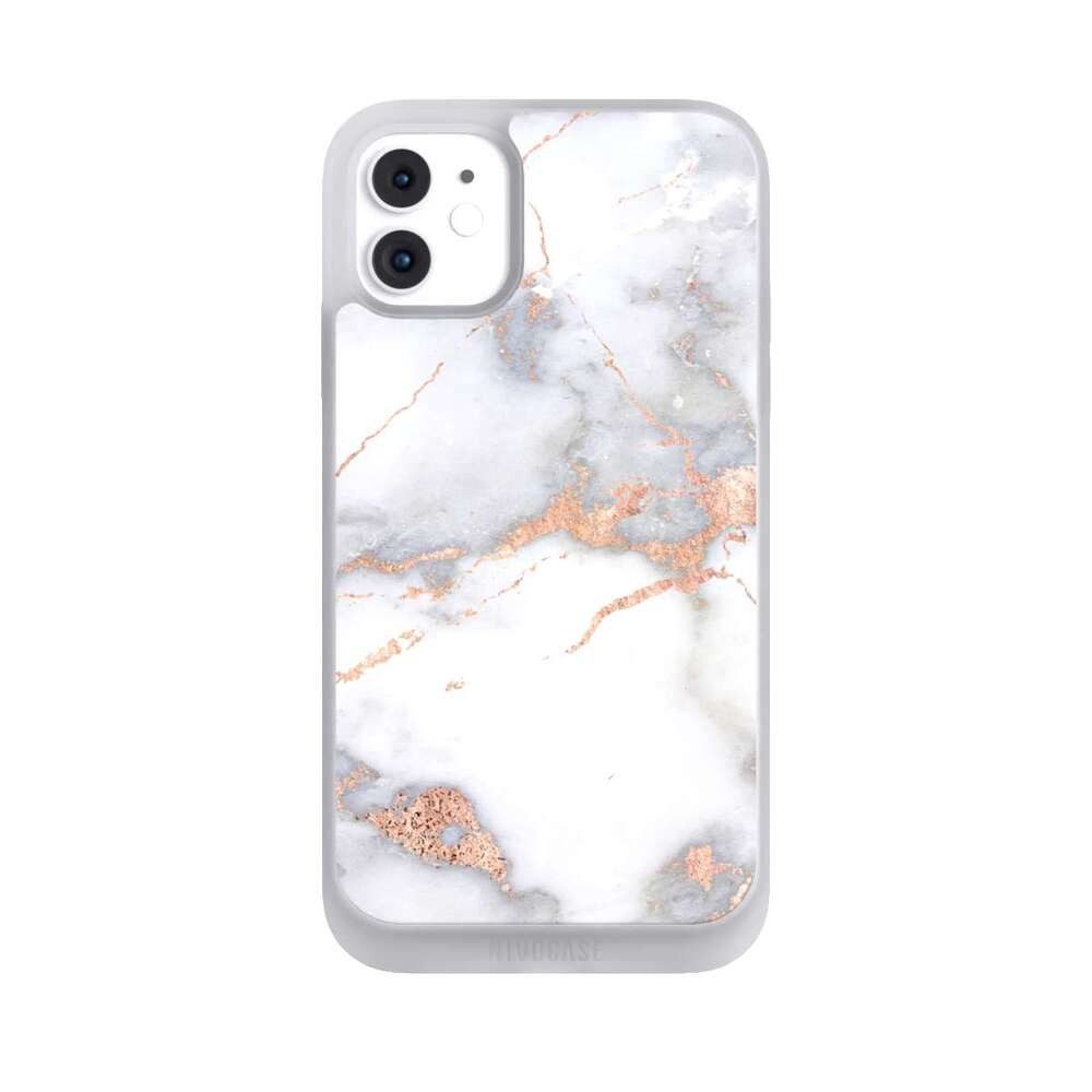 NIVOCASE Handyhülle Gold Marmor Glitzer Look White and Golden Marble Look, Apple iPhone 11 Handyhülle Hülle NIVOpure Case Frozen