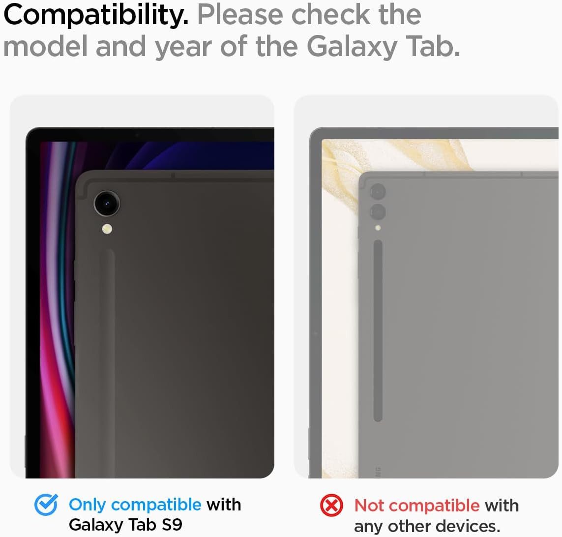 Spigen Tablet-Hülle Hülle für Samsung Galaxy Tab S9 2023 Tablet Hülle Schutzhülle Case 11 Zoll, Militärstandard-zertifiziert, Mit Standfunktion, Mit S Pen Halter