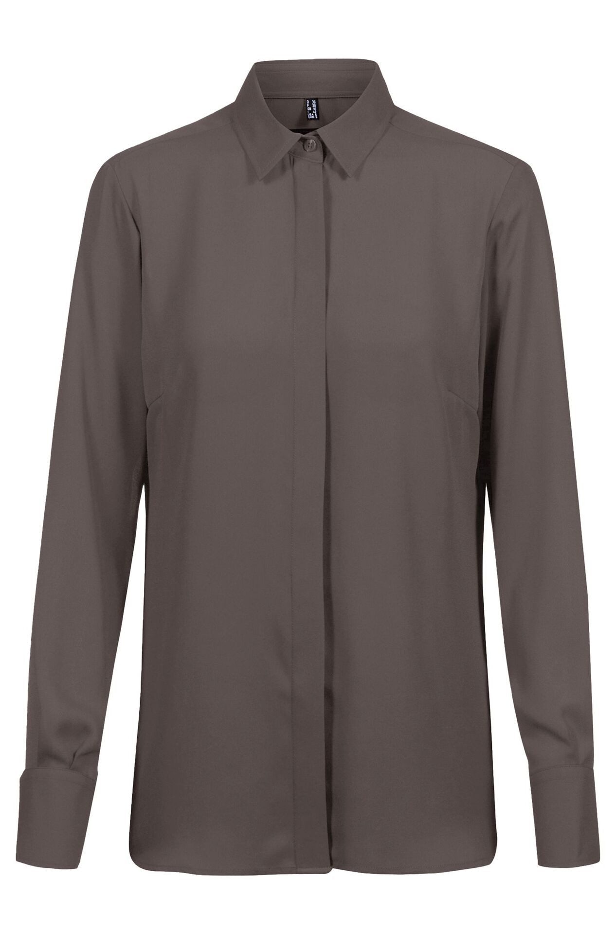 GREIFF Langarmbluse Greiff CHIFFON Damen Chiffon-Bluse Langarm Kent Regular Taupe