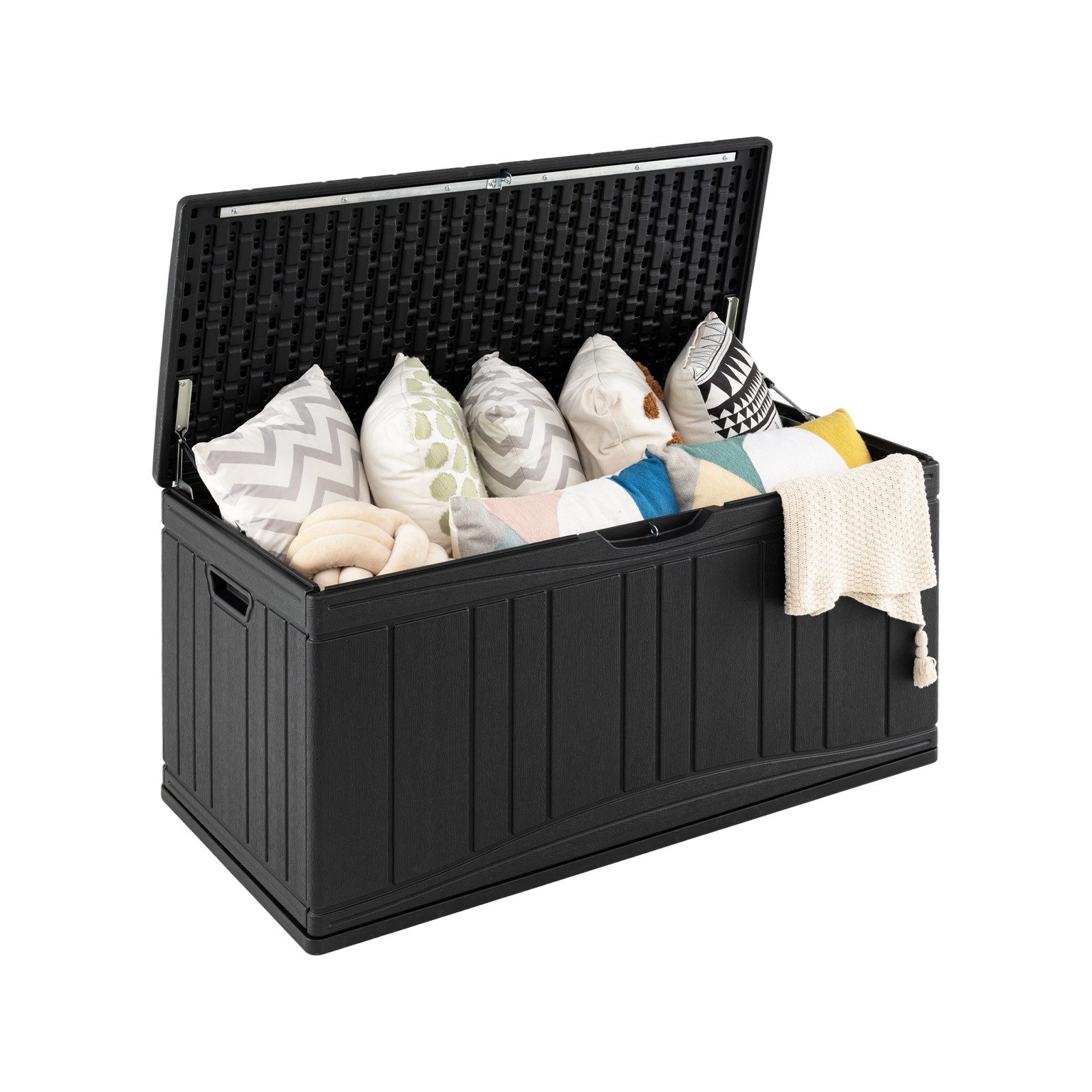 COSTWAY Auflagenbox, 300L Gartenbox mit Gasdruckfedern, abschließbar