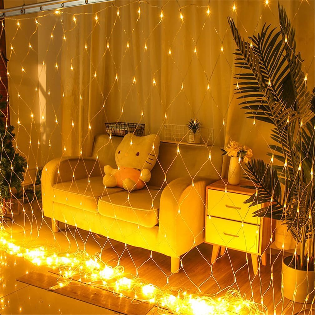 FELIXLEO LED-Lichternetz LED Fischernetz Licht 2x2m Blau Lichterkette Netz 8 Modi Garten – Bild 5 von 5