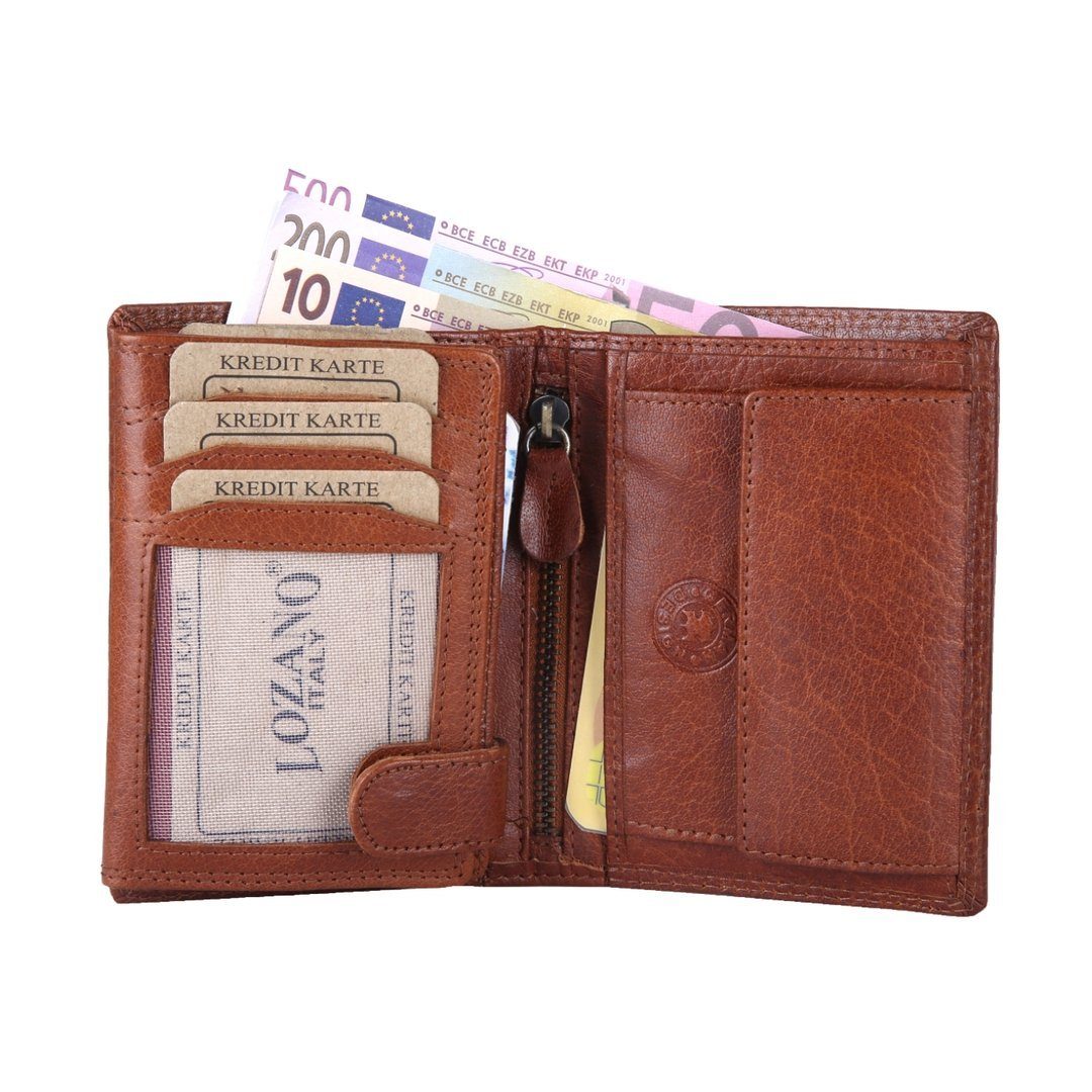 Büffelleder Schutz Lederbörse Portemonnaie, RFID SHG Brieftasche Münzfach Leder Herren Börse mit Geldbörse Männerbörse